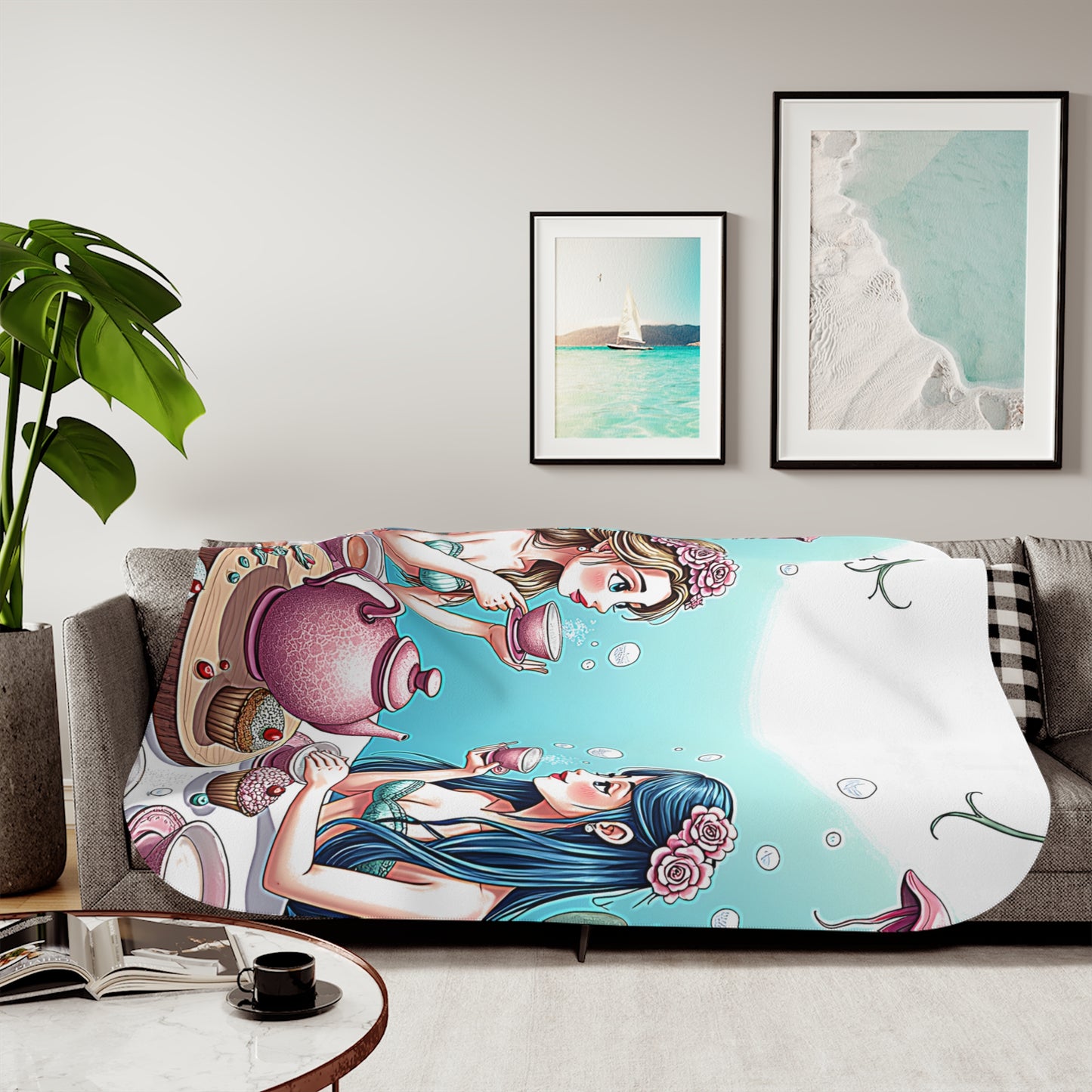 Blanket Colorful Graphic Design - Mermaid Tea Party