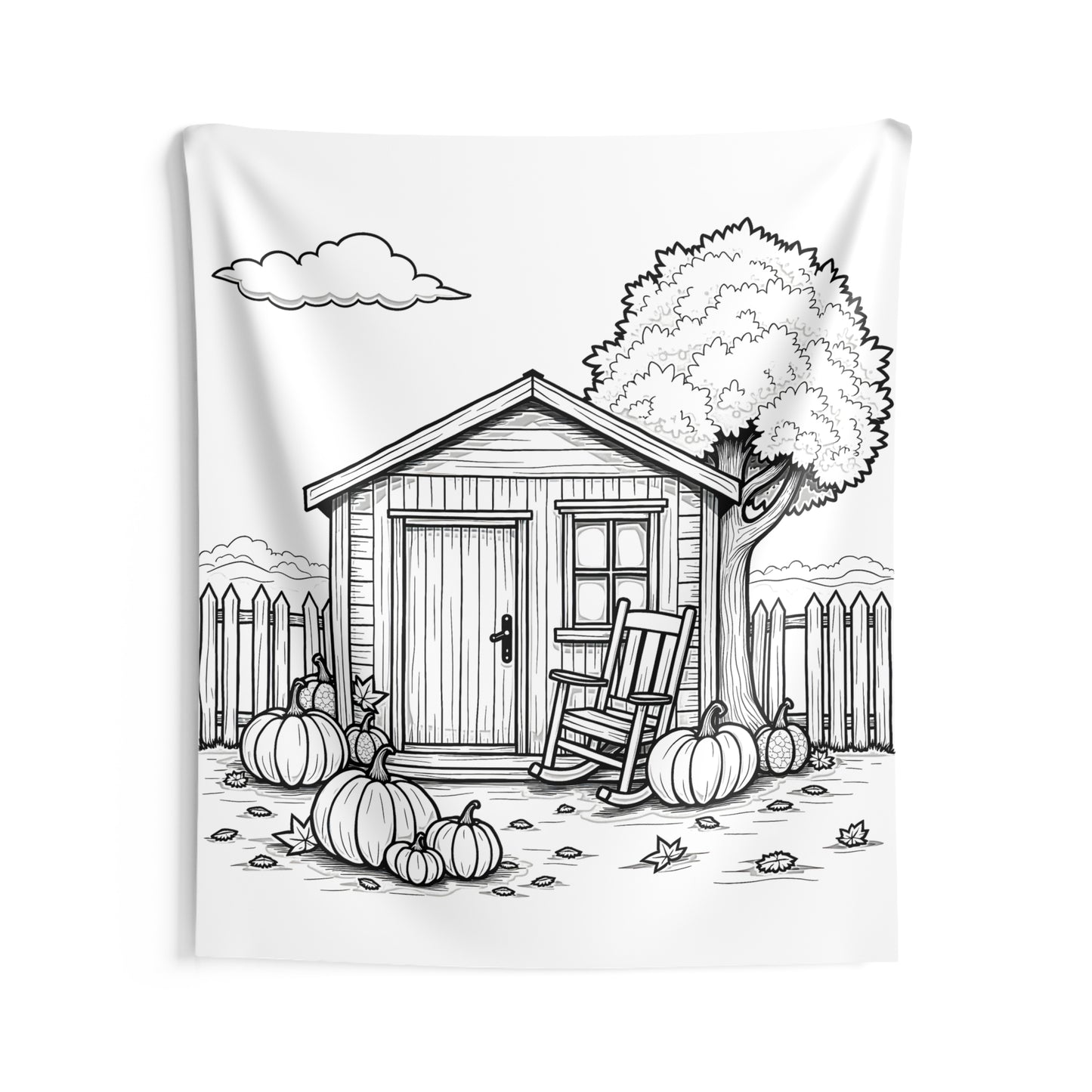 Indoor Wall Tapestries Coloring Kit with 10 Fabric Markers - Autumn Setting