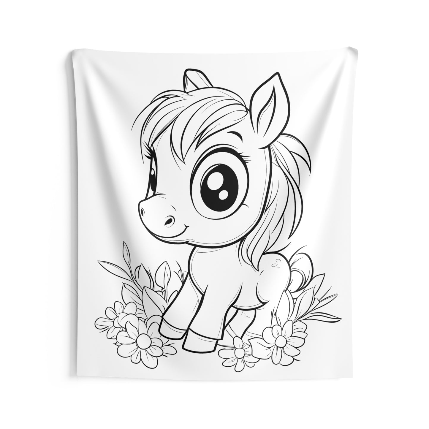 Indoor Wall Tapestries Coloring Kit with 10 Fabric Markers - Cute Pony