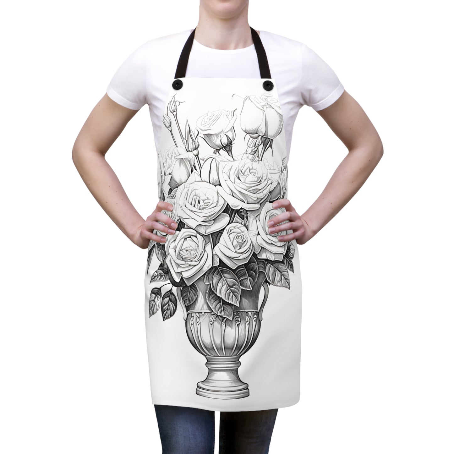 Apron Coloring Kit with 10 Fabric Markers - Roses in Vase