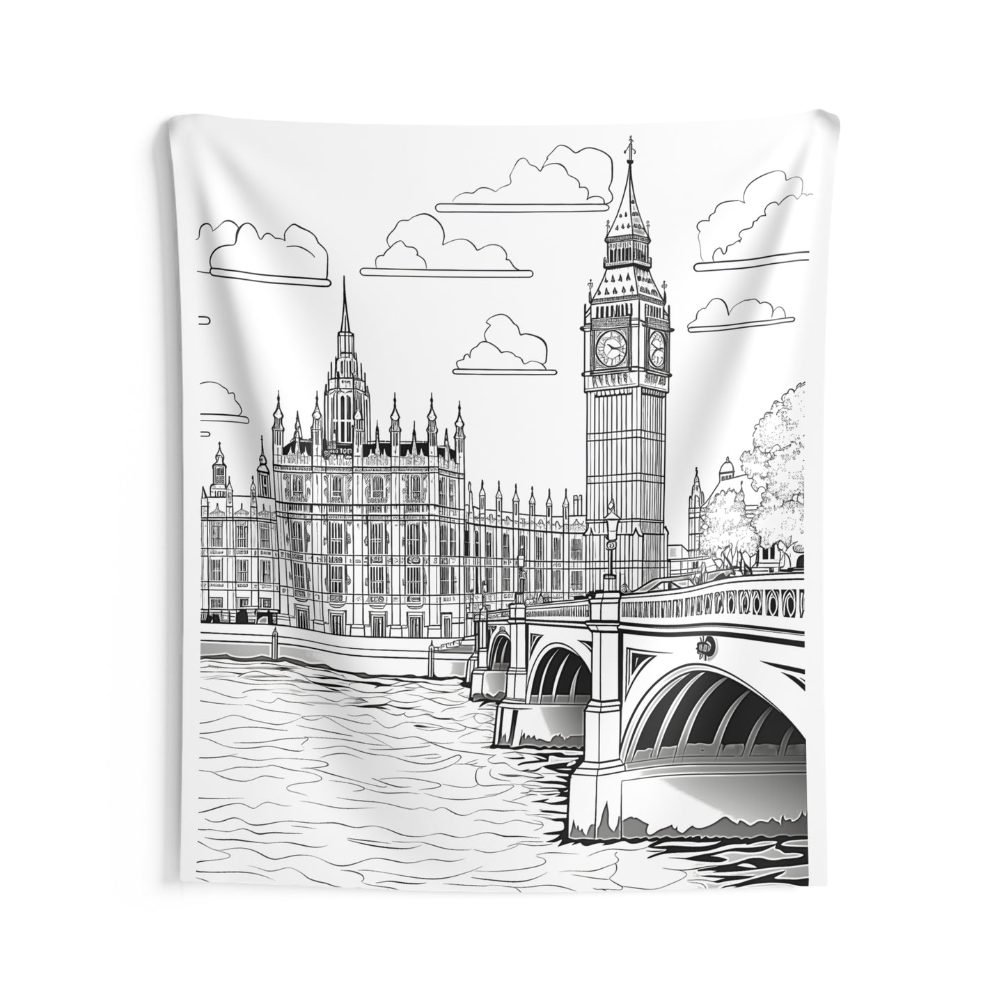 Indoor Wall Tapestries Coloring Kit with 10 Fabric Markers - Big Ben