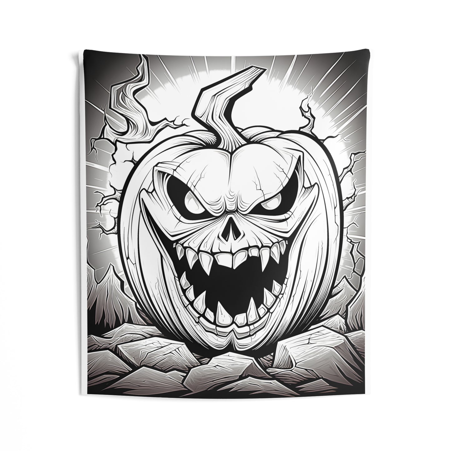 Indoor Wall Tapestries Coloring Kit with 10 Fabric Markers - Scary Pumpkin