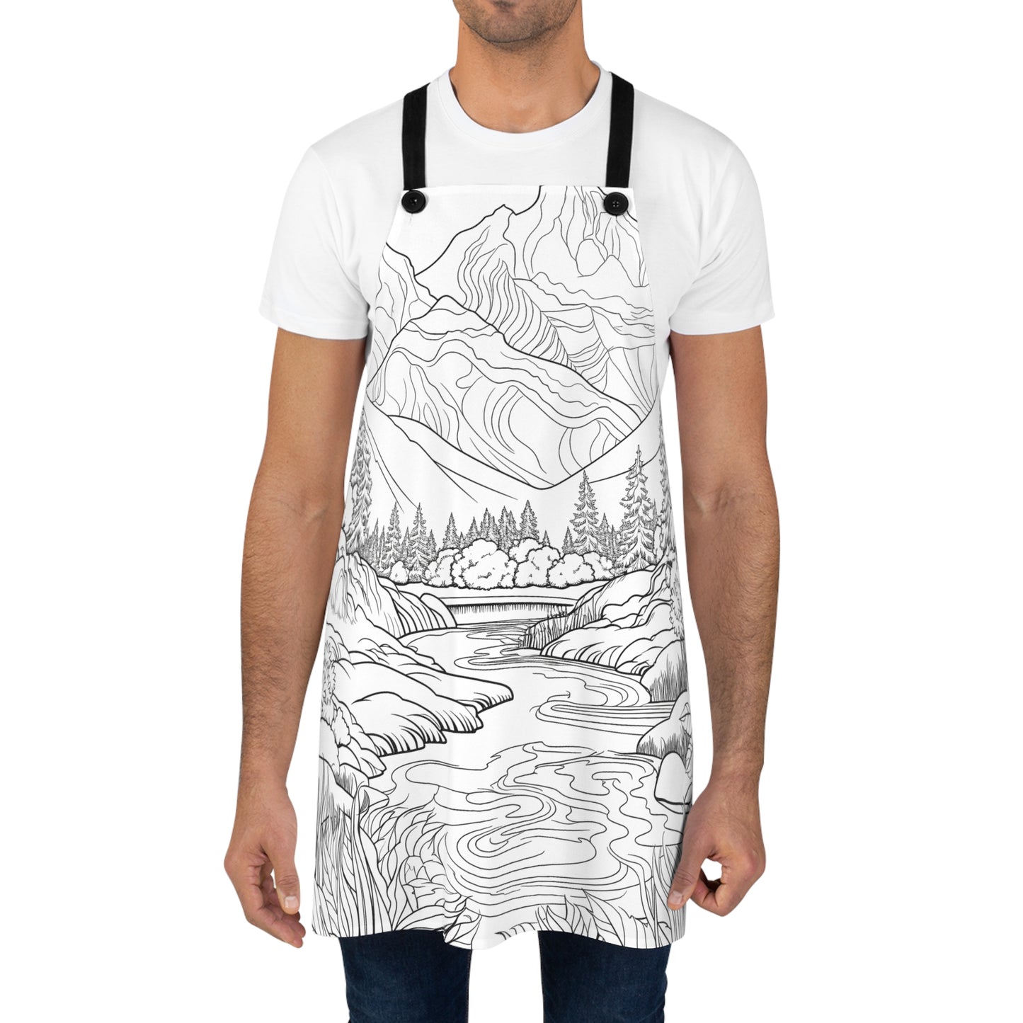 Apron Coloring Kit with 10 Fabric Markers - Mountain Landscape