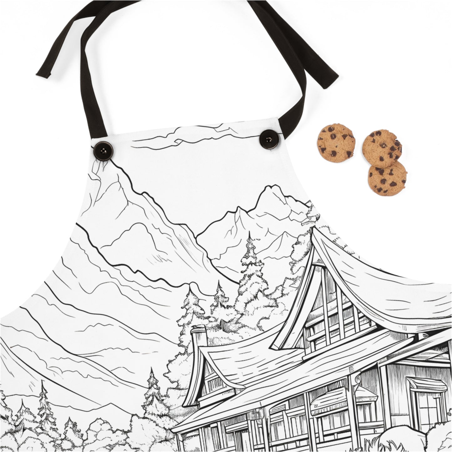 Apron Coloring Kit with 10 Fabric Markers - Mountain Scenery