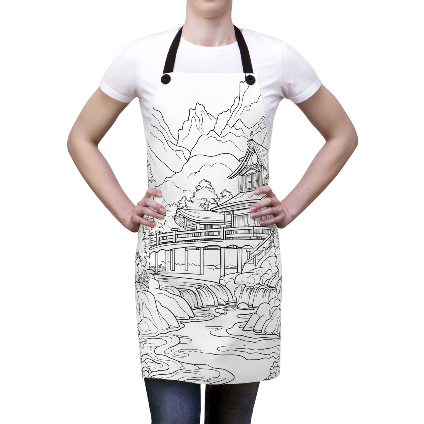 Apron Coloring Kit with 10 Fabric Markers - Japanese Garden