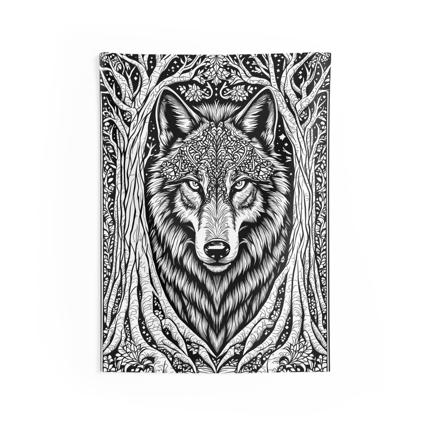 Indoor Wall Tapestries Coloring Kit with 10 Fabric Markers - Wolf