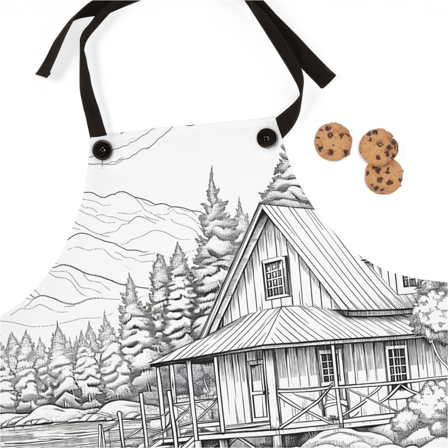 Apron Coloring Kit with 10 Fabric Markers - Lakeside Cabin