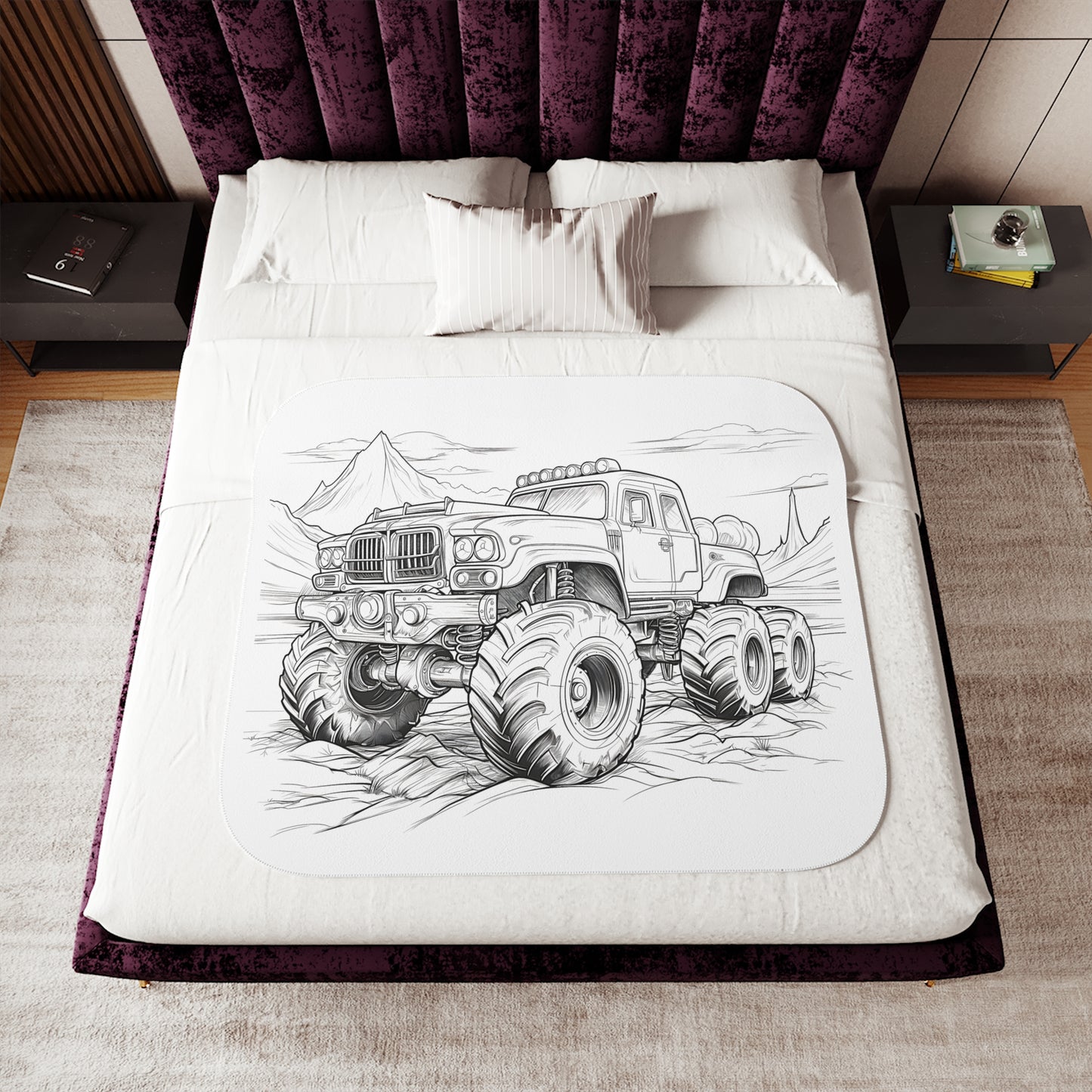 Blanket Coloring Kit with 10 Fabric Markers - Monster Truck