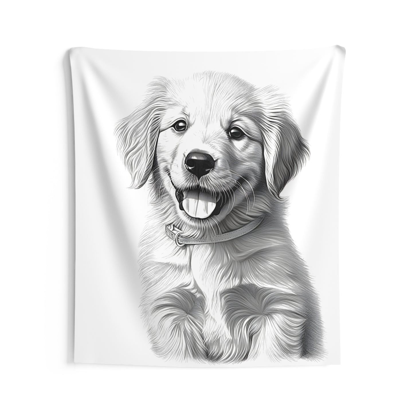 Indoor Wall Tapestries Coloring Kit with 10 Fabric Markers - Golden Retriever Puppy