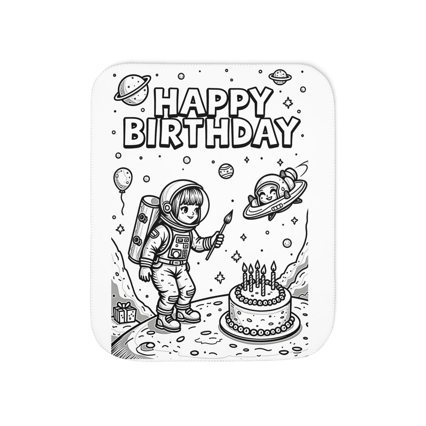 Blanket Coloring Kit with 10 Fabric Markers - Astronaut Birthday Celebration