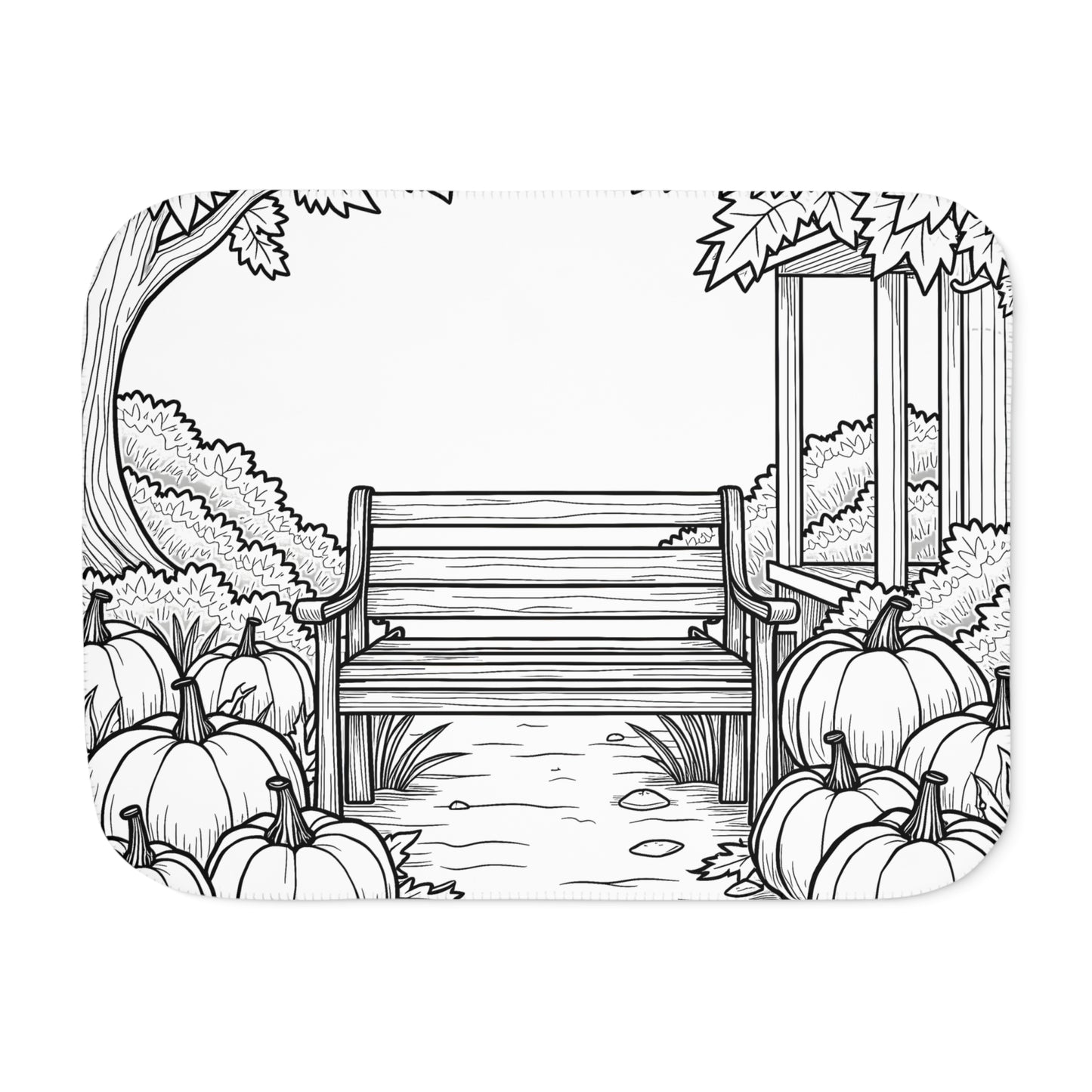 Blanket Coloring Kit with 10 Fabric Markers - Bench and Pumpkins