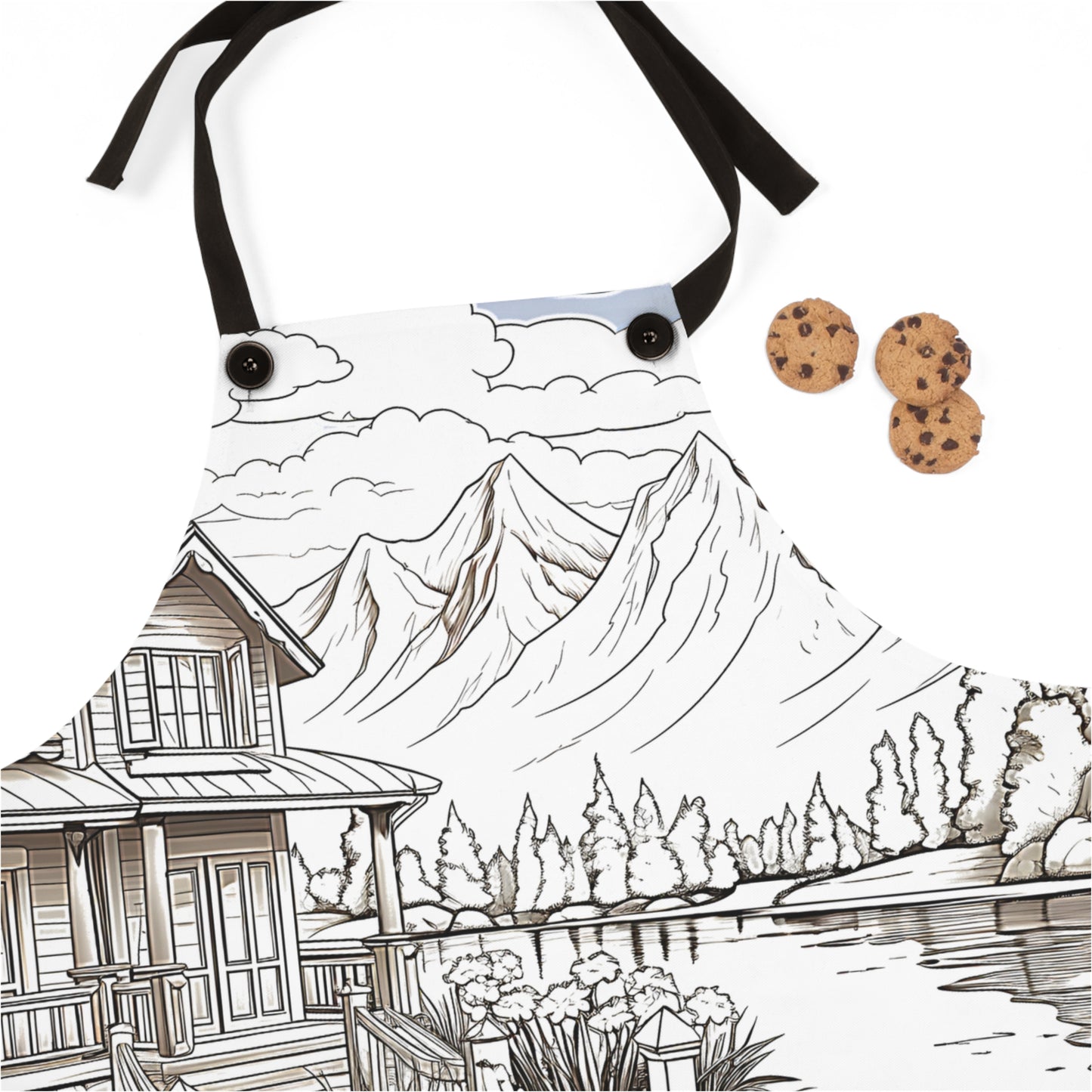 Apron Coloring Kit with 10 Fabric Markers - Mountain Retreat