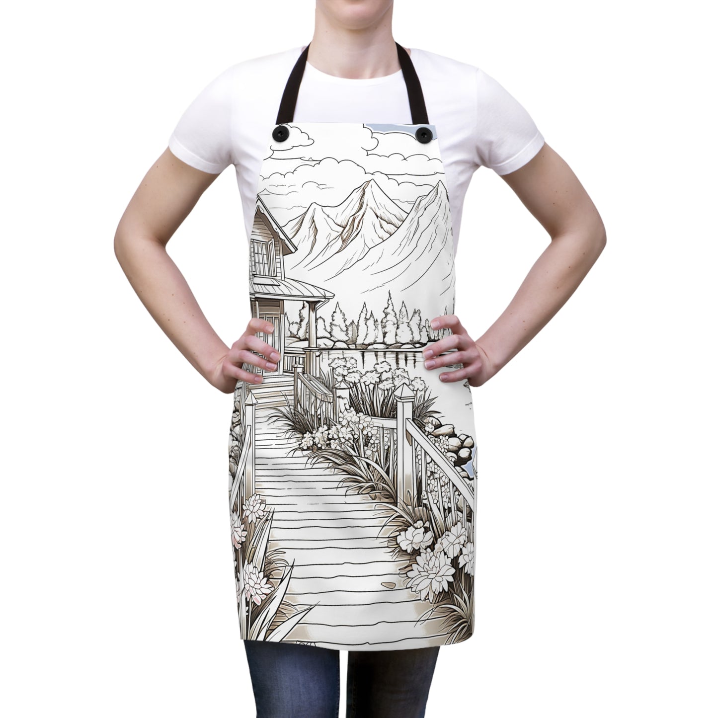 Apron Coloring Kit with 10 Fabric Markers - Mountain Retreat