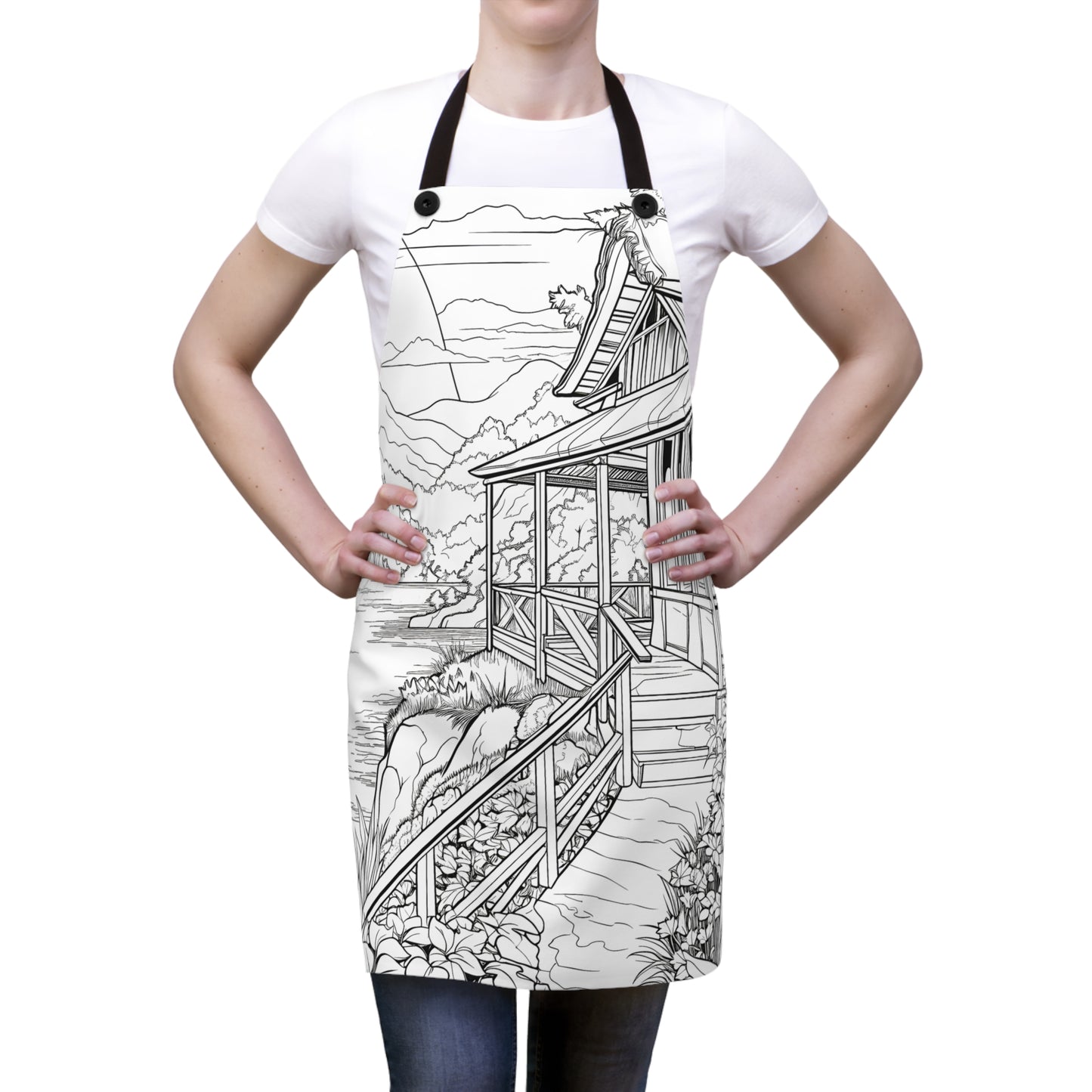 Apron Coloring Kit with 10 Fabric Markers - Scenic Landscape