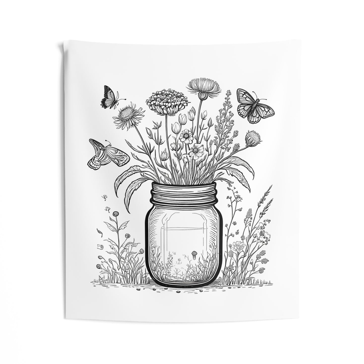 Indoor Wall Tapestries Coloring Kit with 10 Fabric Markers - Wildflowers