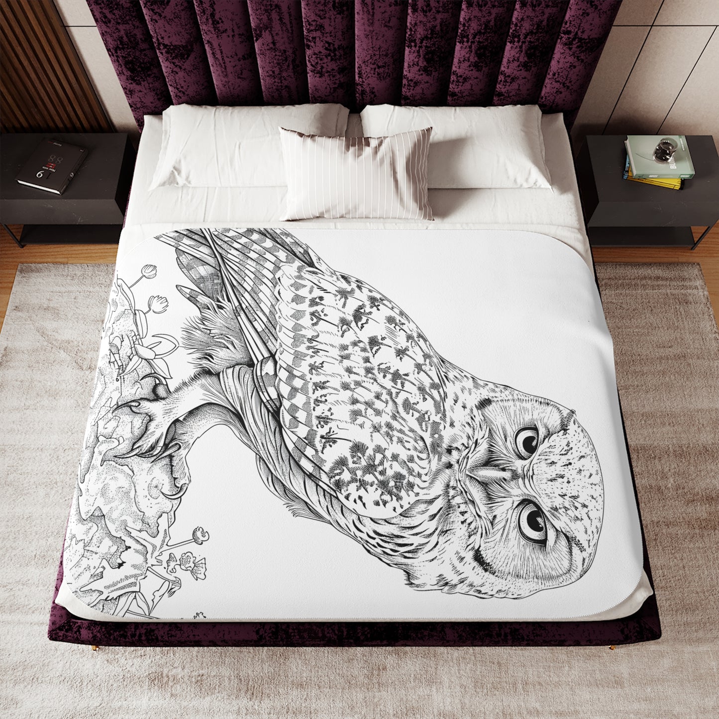 Blanket Coloring Kit with 10 Fabric Markers - Owl