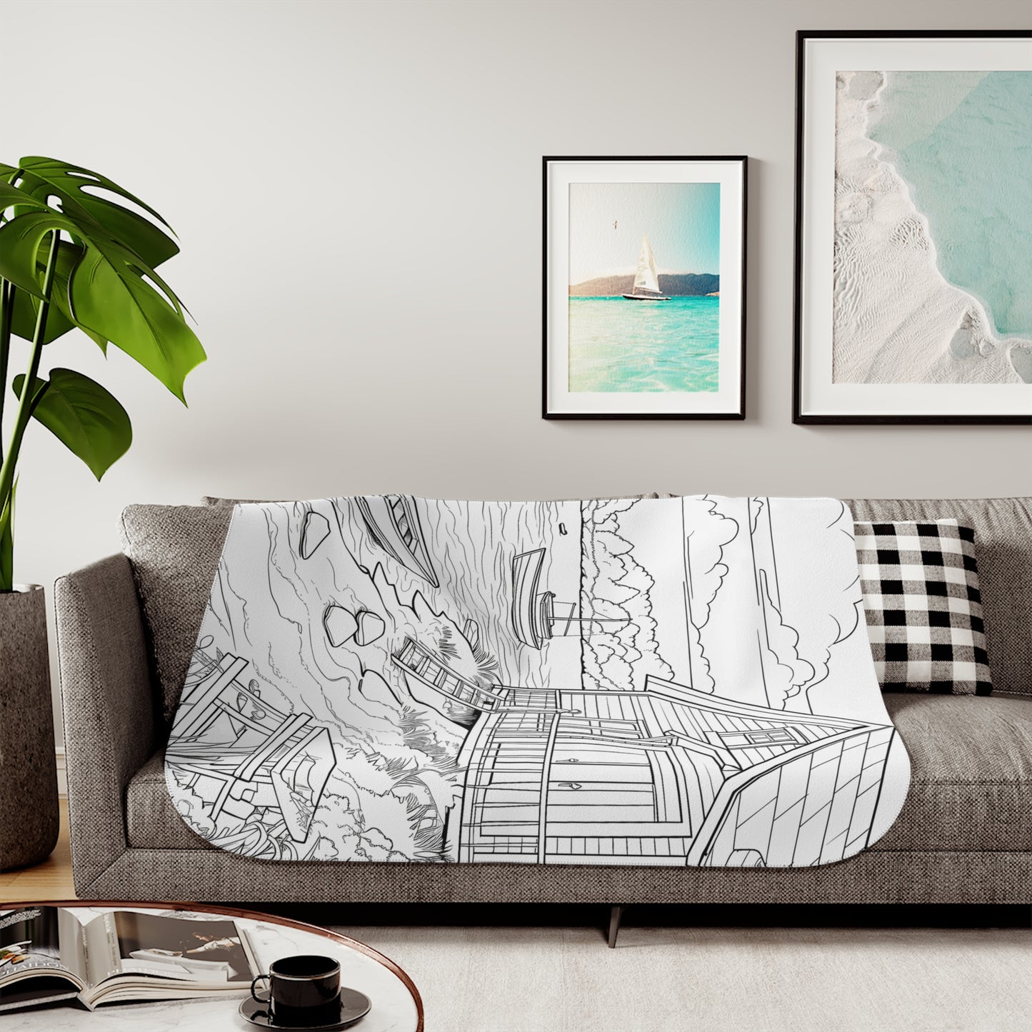 Blanket Coloring Kit with 10 Fabric Markers - Lake House