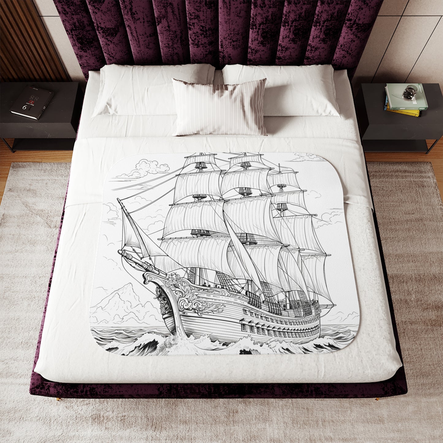 Blanket Coloring Kit with 10 Fabric Markers - Sailing Ship