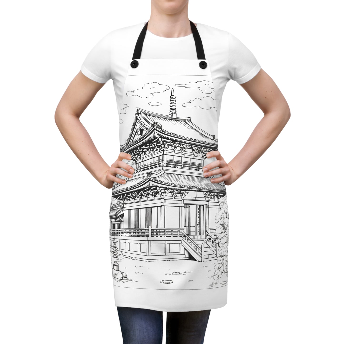 Apron Coloring Kit with 10 Fabric Markers - Japanese Pagoda