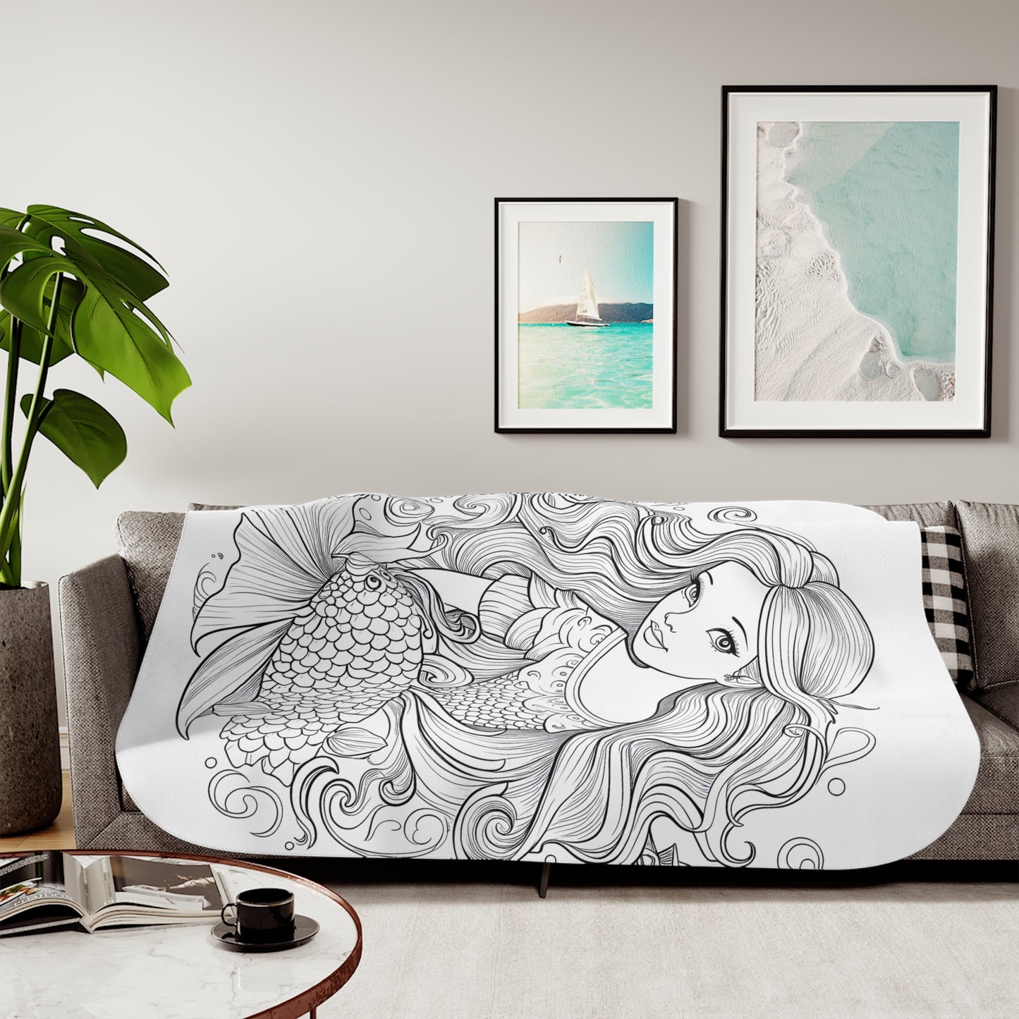 Blanket Coloring Kit with 10 Fabric Markers - Mermaid