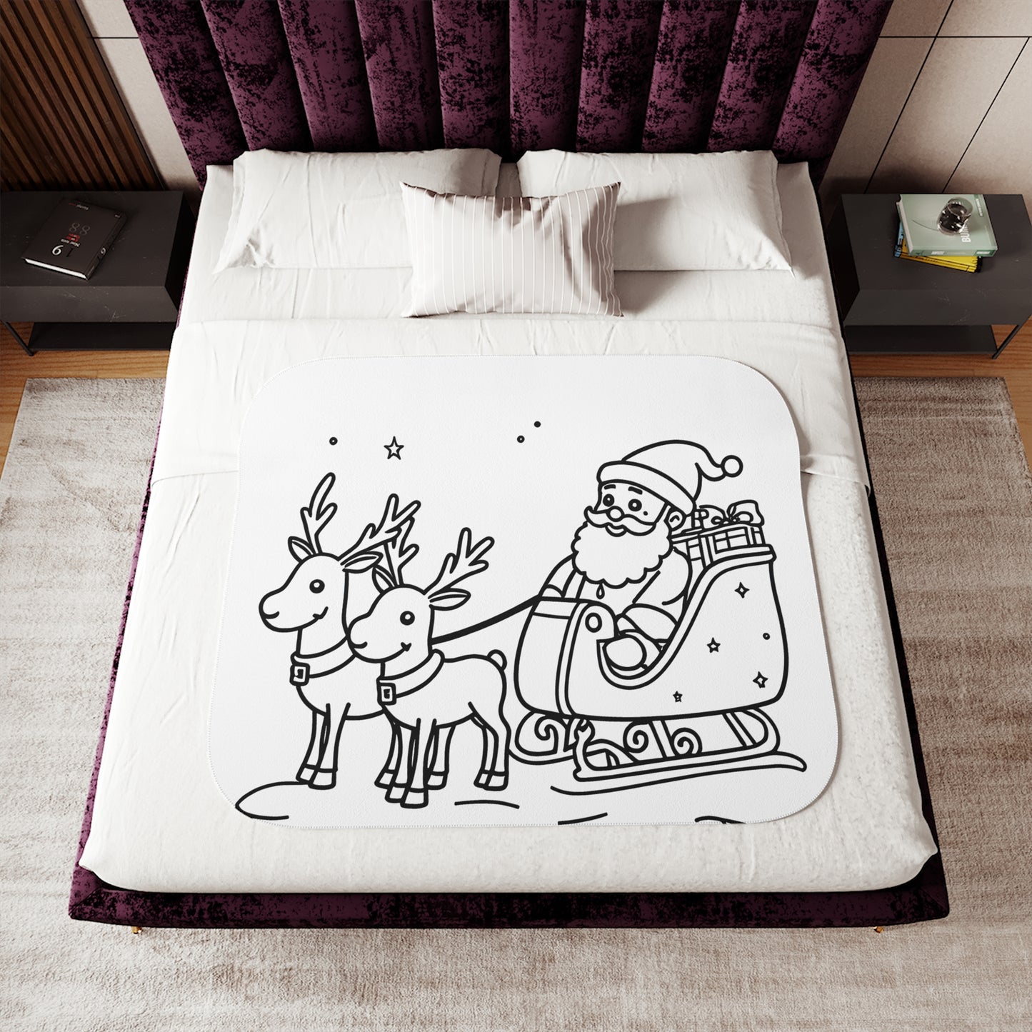 Blanket Coloring Kit with 10 Fabric Markers - Santa and Reindeer