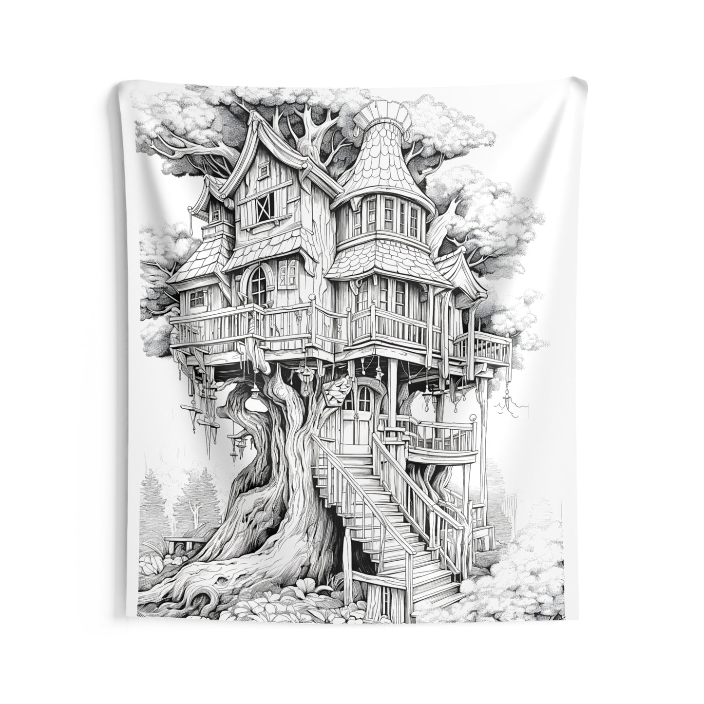 Indoor Wall Tapestries Coloring Kit with 10 Fabric Markers - Treehouse