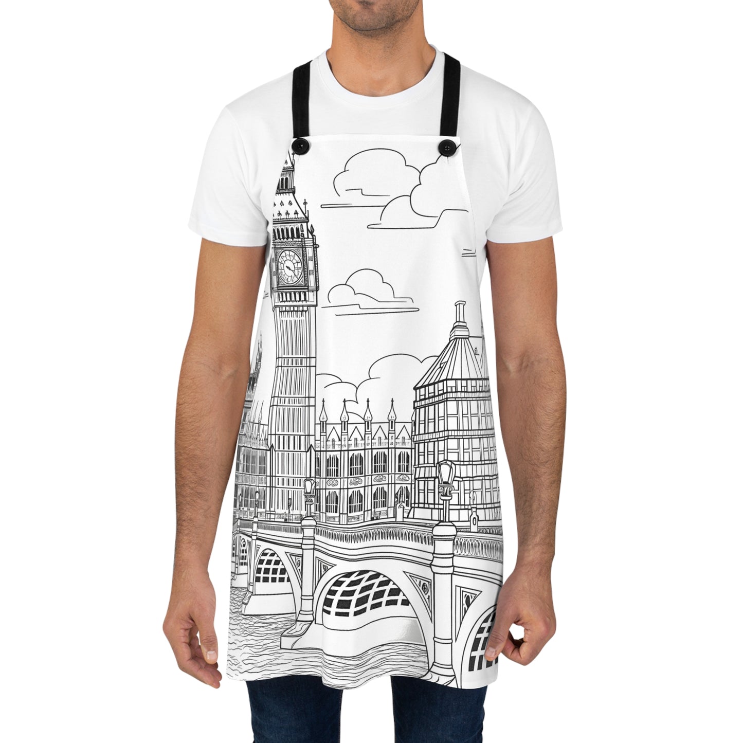 Apron Coloring Kit with 10 Fabric Markers - Landmark Buildings