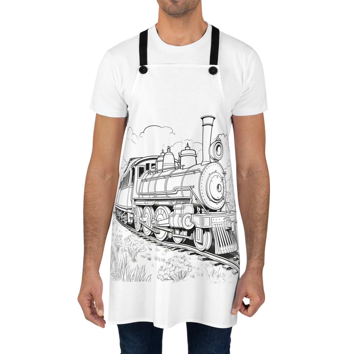 Apron Coloring Kit with 10 Fabric Markers - Steam Locomotive