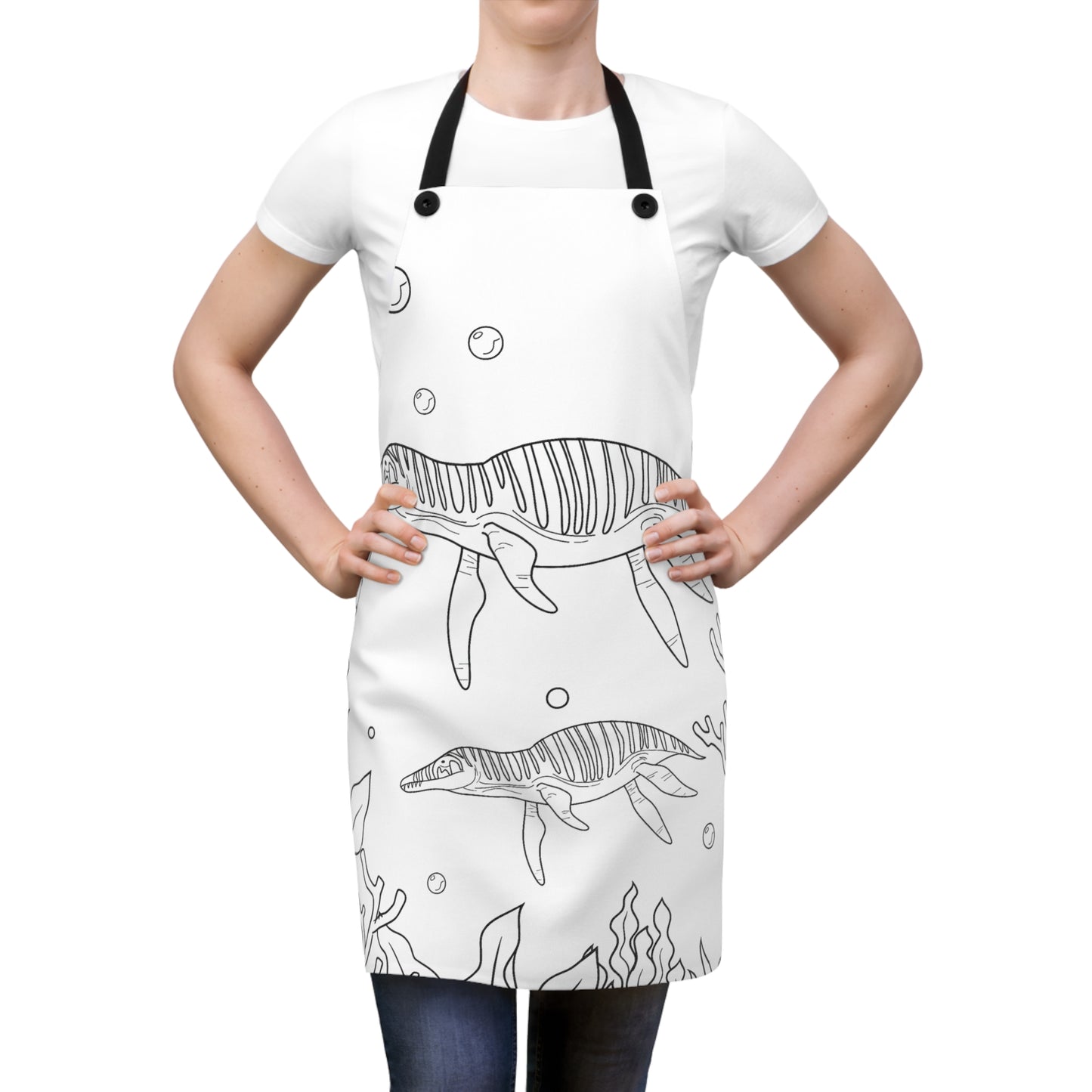 Apron Coloring Kit with 10 Fabric Markers - Marine Dinosaur