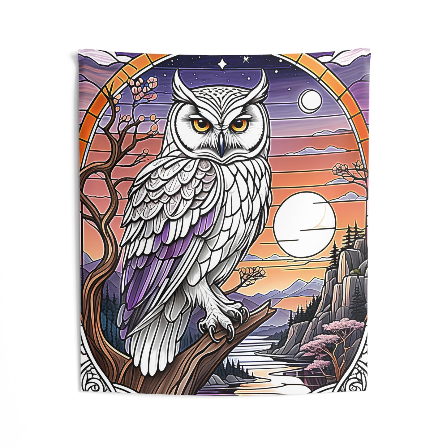 Indoor Wall Tapestries Colorful Graphic Design - Owl in Nature