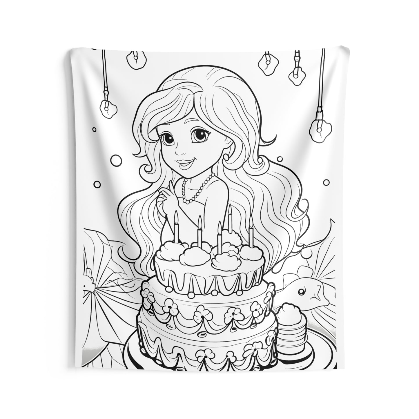 Indoor Wall Tapestries Coloring Kit with 10 Fabric Markers - Birthday Celebration