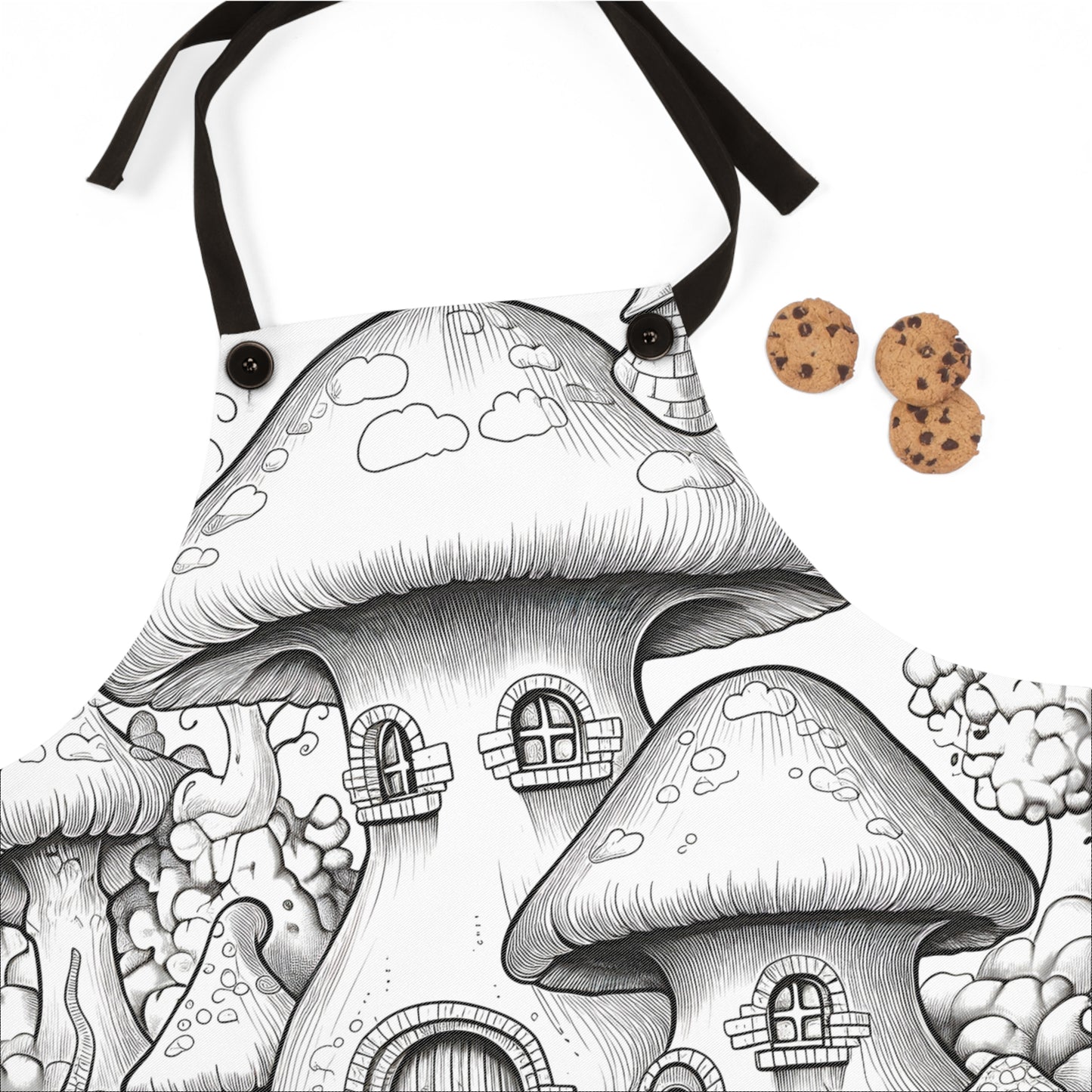 Apron Coloring Kit with 10 Fabric Markers - Mushroom House