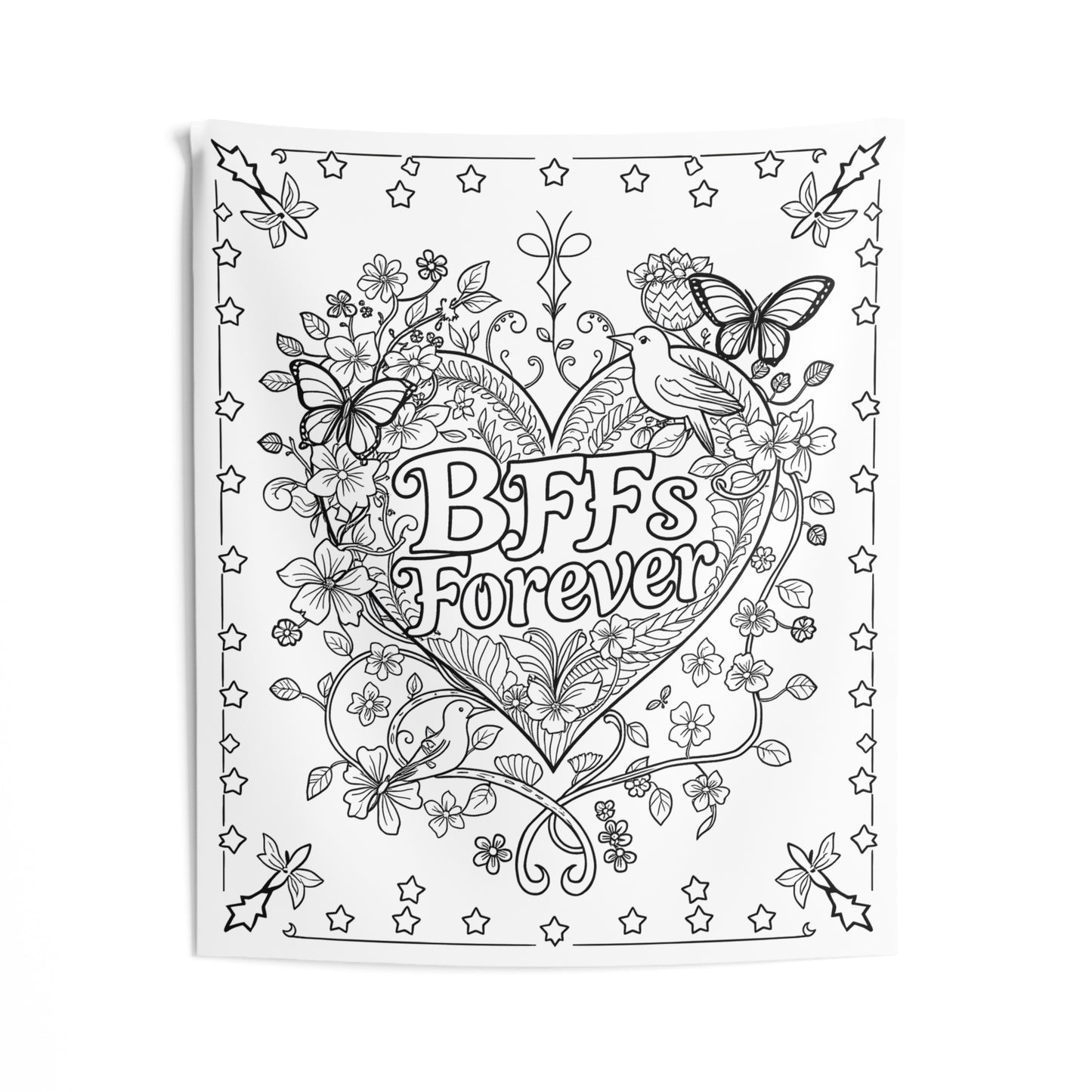 Indoor Wall Tapestries Coloring Kit with 10 Fabric Markers - BFFs