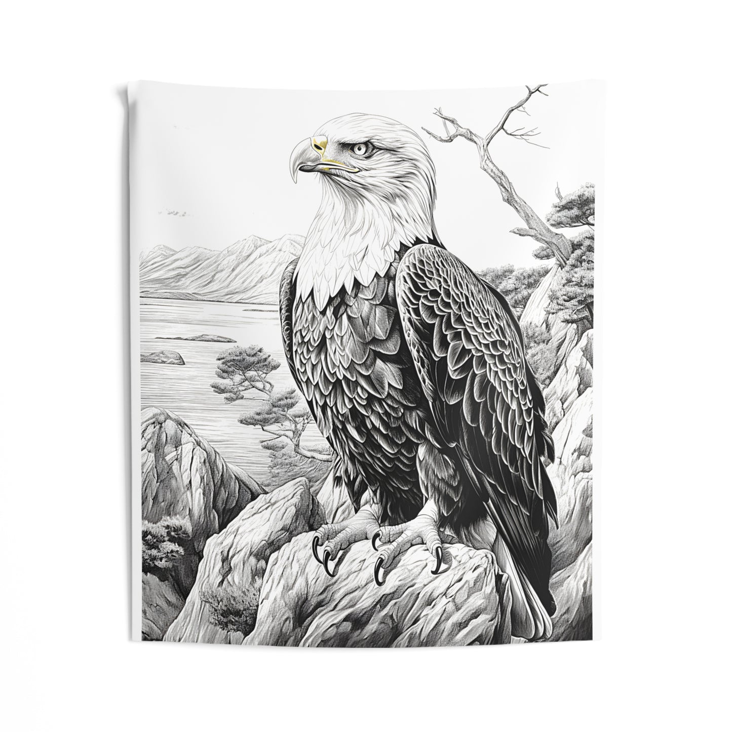 Indoor Wall Tapestries Coloring Kit with 10 Fabric Markers - Bald Eagle