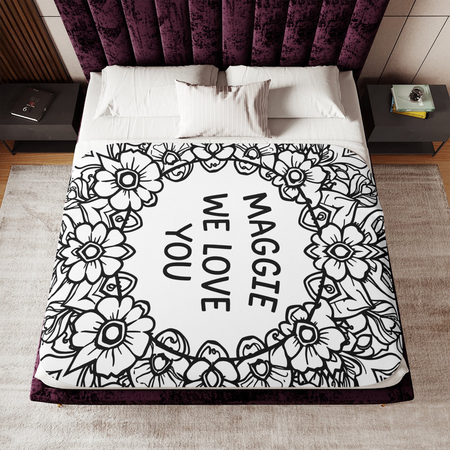 Blanket Coloring Kit with 10 Fabric Markers - Floral Mandala