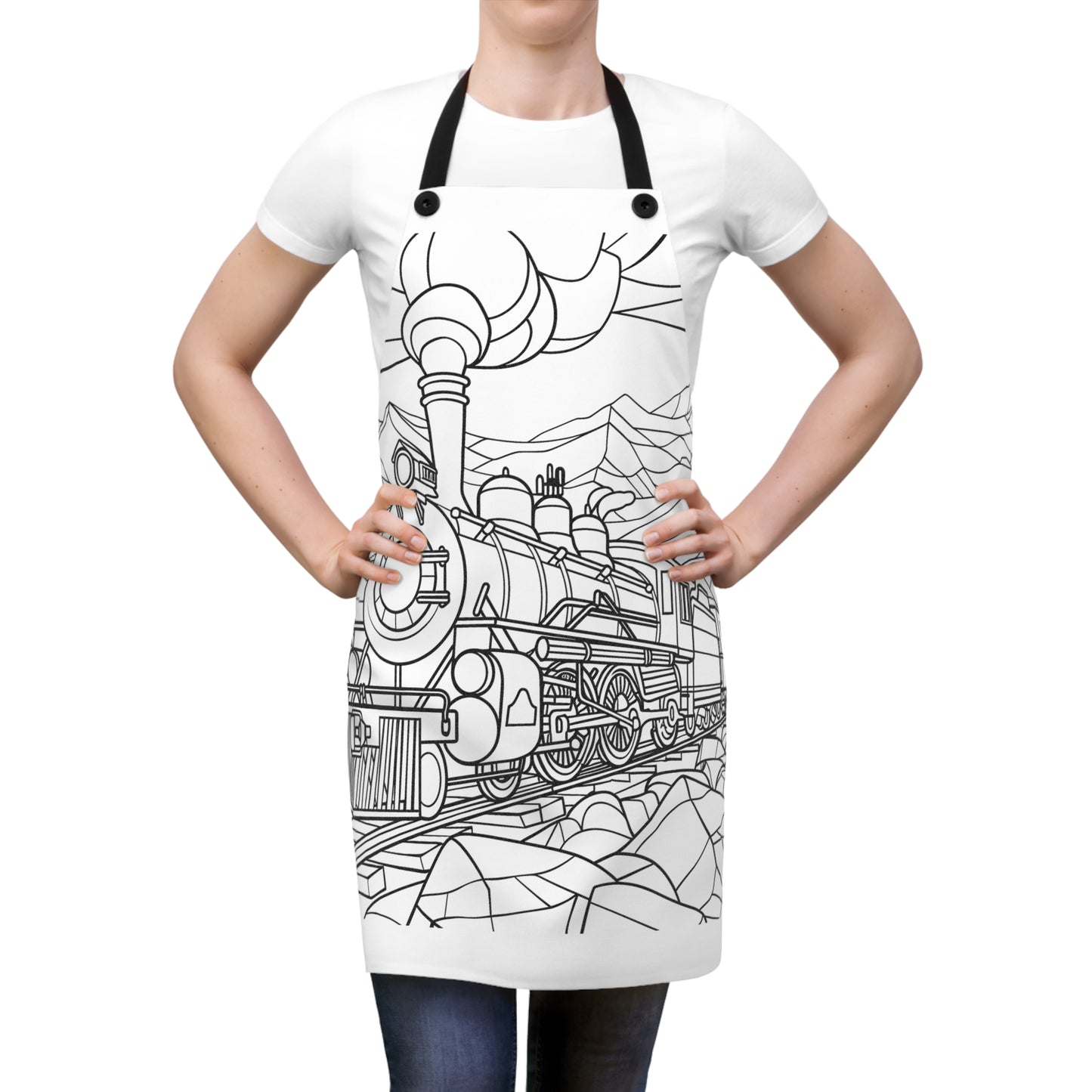 Apron Coloring Kit with 10 Fabric Markers - Steam Train