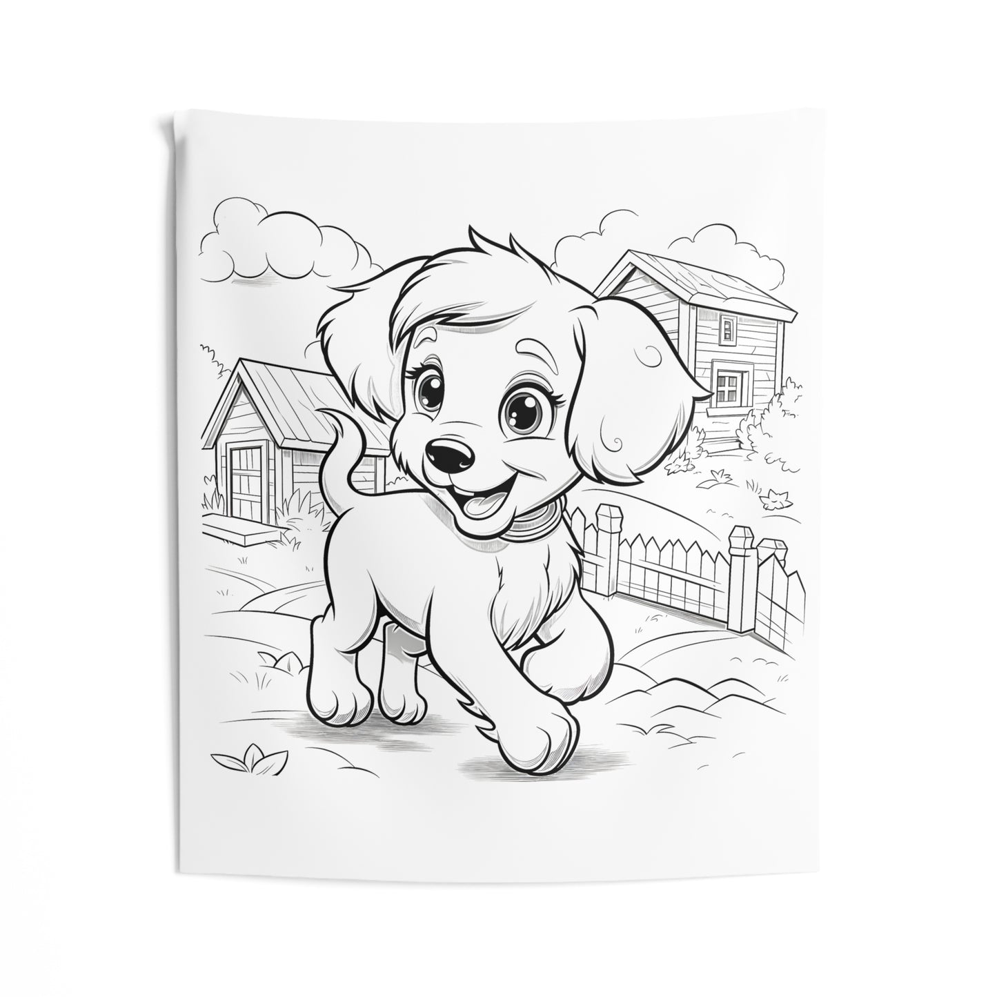 Indoor Wall Tapestries Coloring Kit with 10 Fabric Markers - Puppy