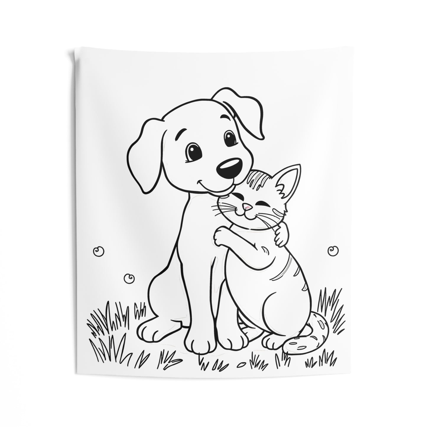 Indoor Wall Tapestries Coloring Kit with 10 Fabric Markers - Dog and Cat