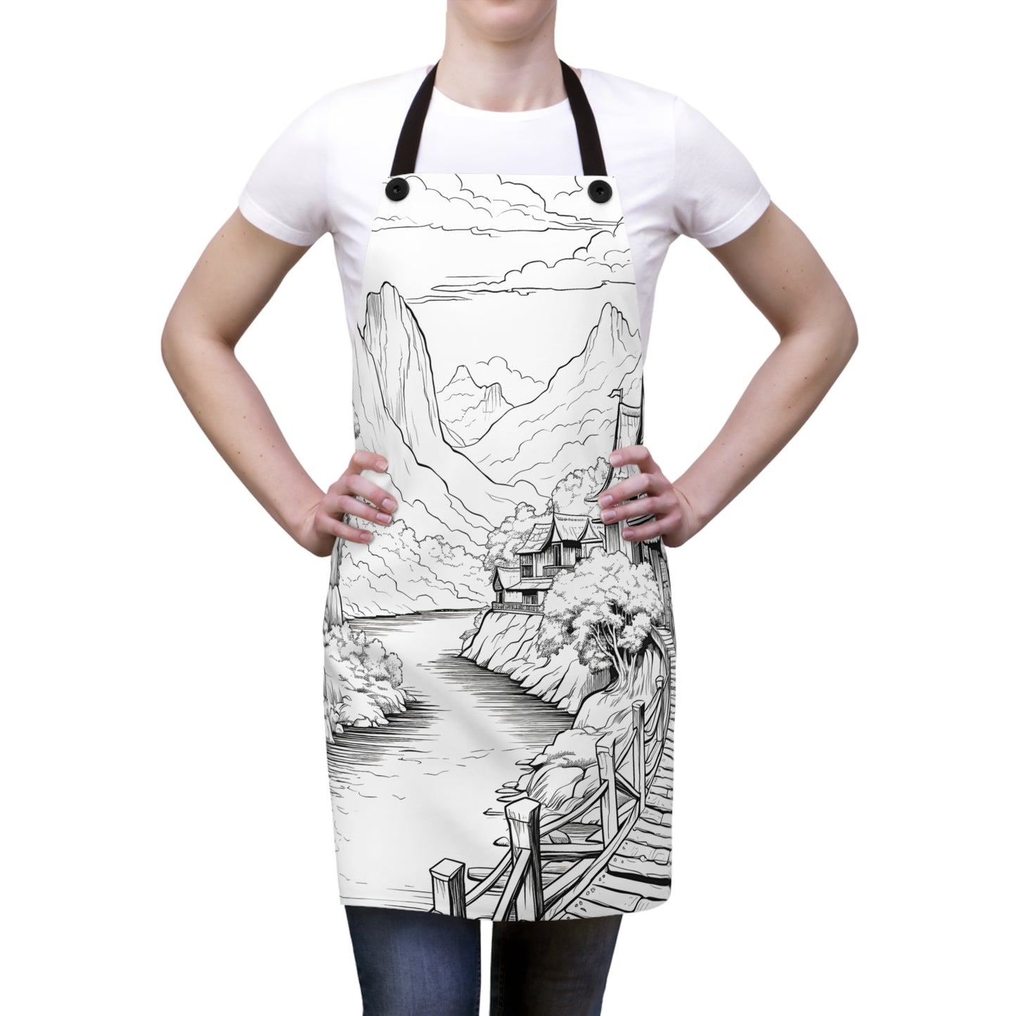 Apron Coloring Kit with 10 Fabric Markers - Mountain Village