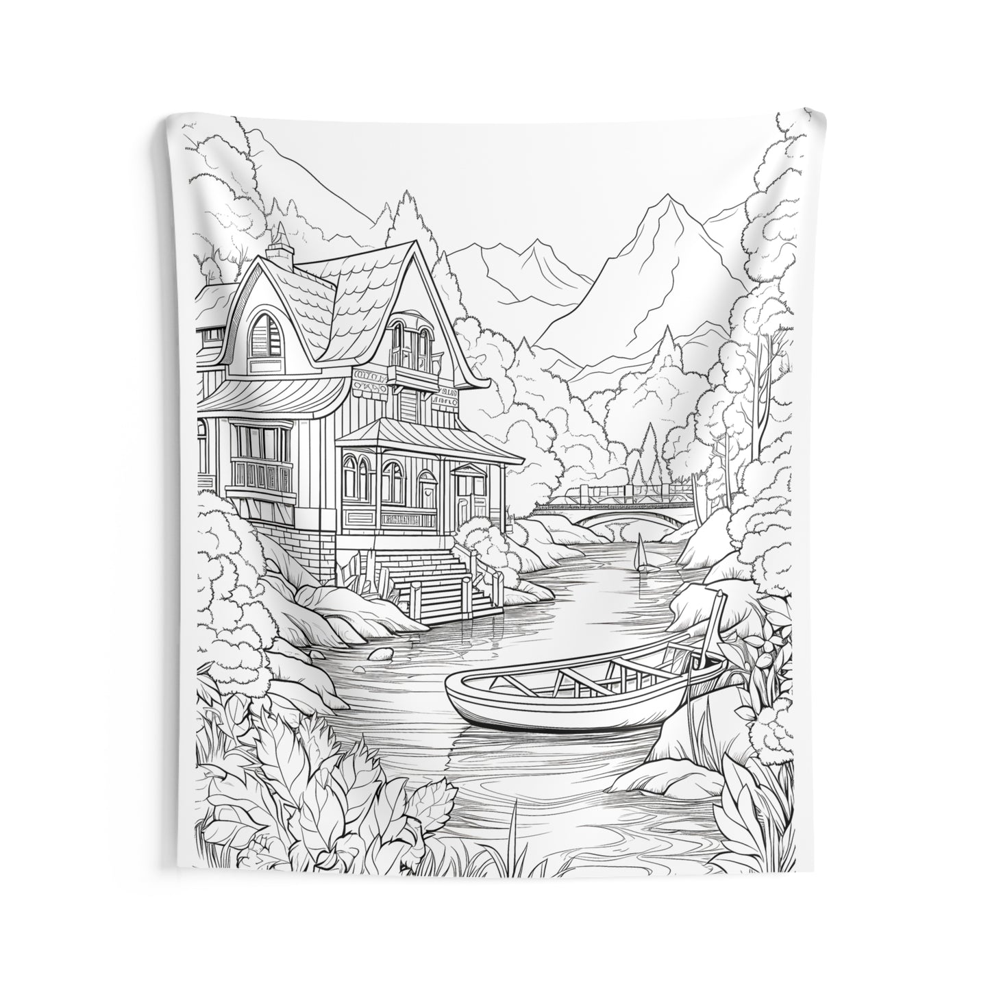 Indoor Wall Tapestries Coloring Kit with 10 Fabric Markers - House by River