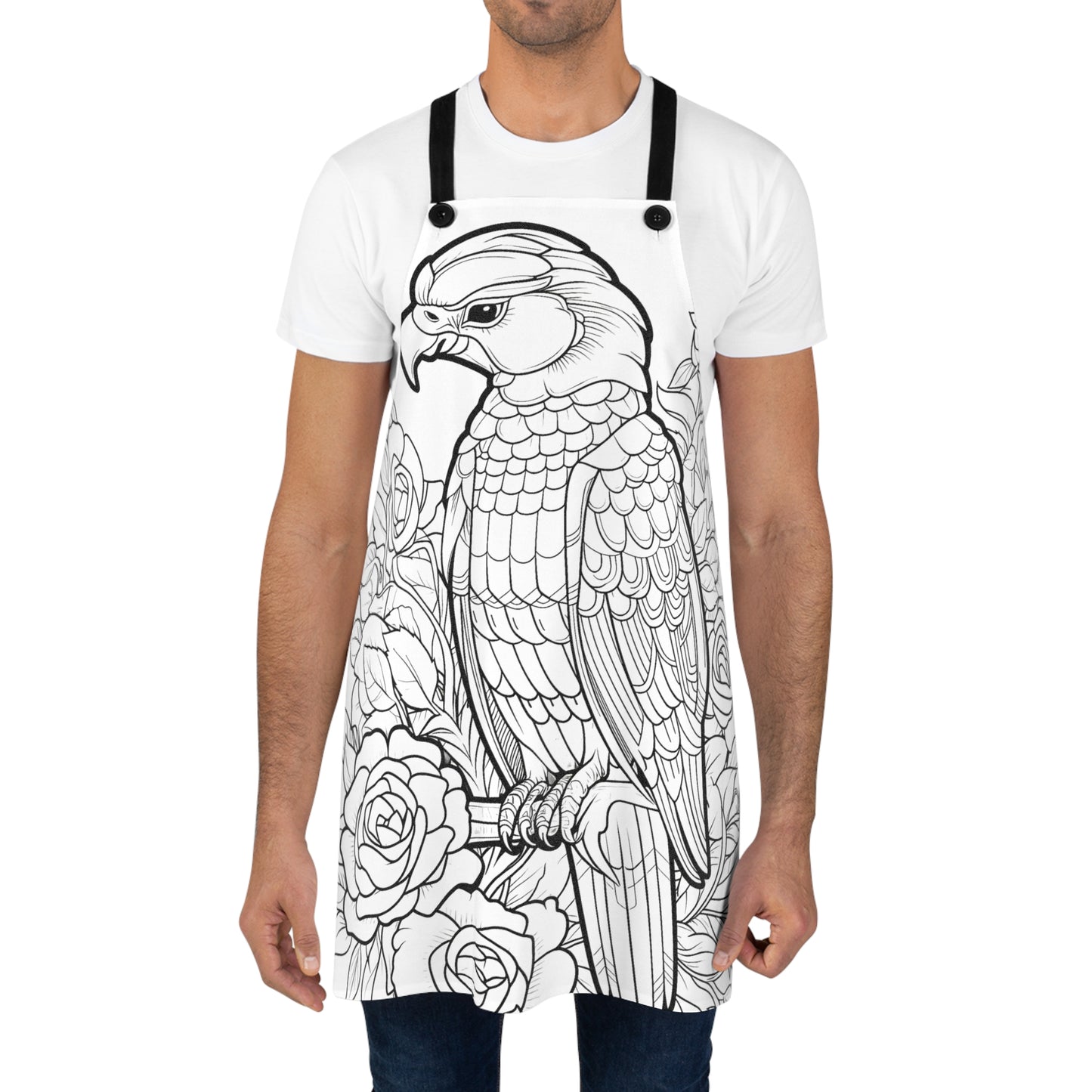 Apron Coloring Kit with 10 Fabric Markers - Eagle with Roses