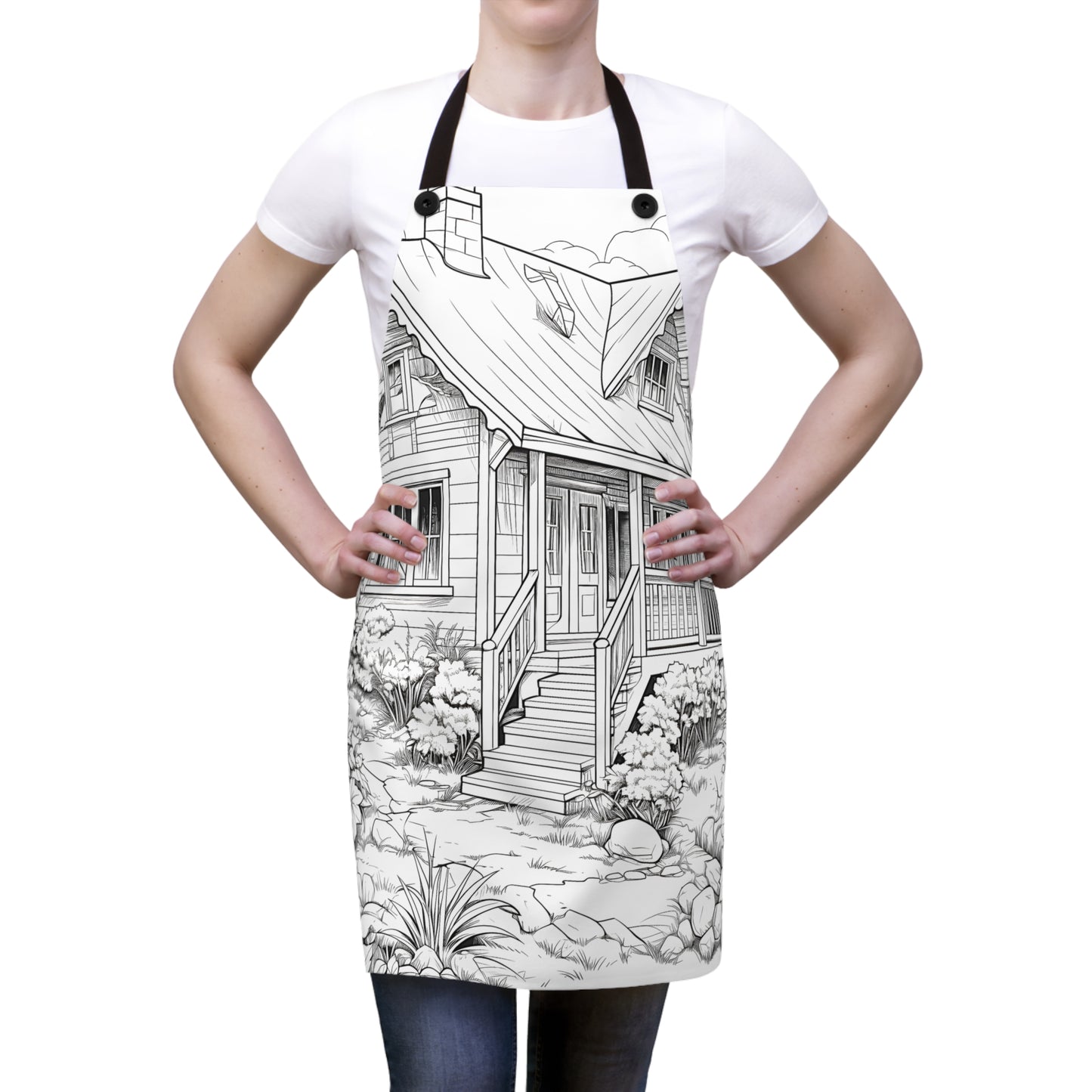 Apron Coloring Kit with 10 Fabric Markers - Cottage in Nature