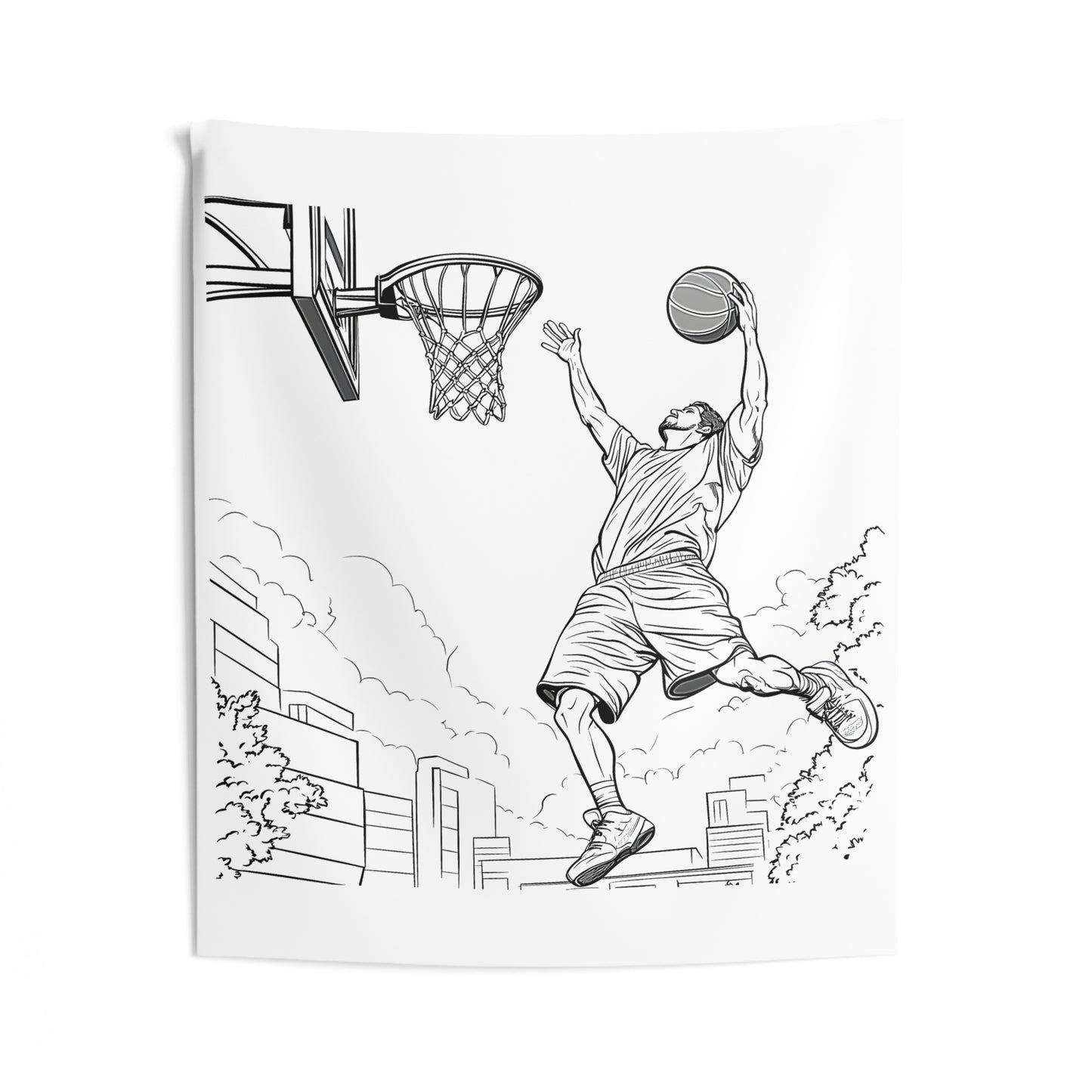 Indoor Wall Tapestries Coloring Kit with 10 Fabric Markers - Basketball