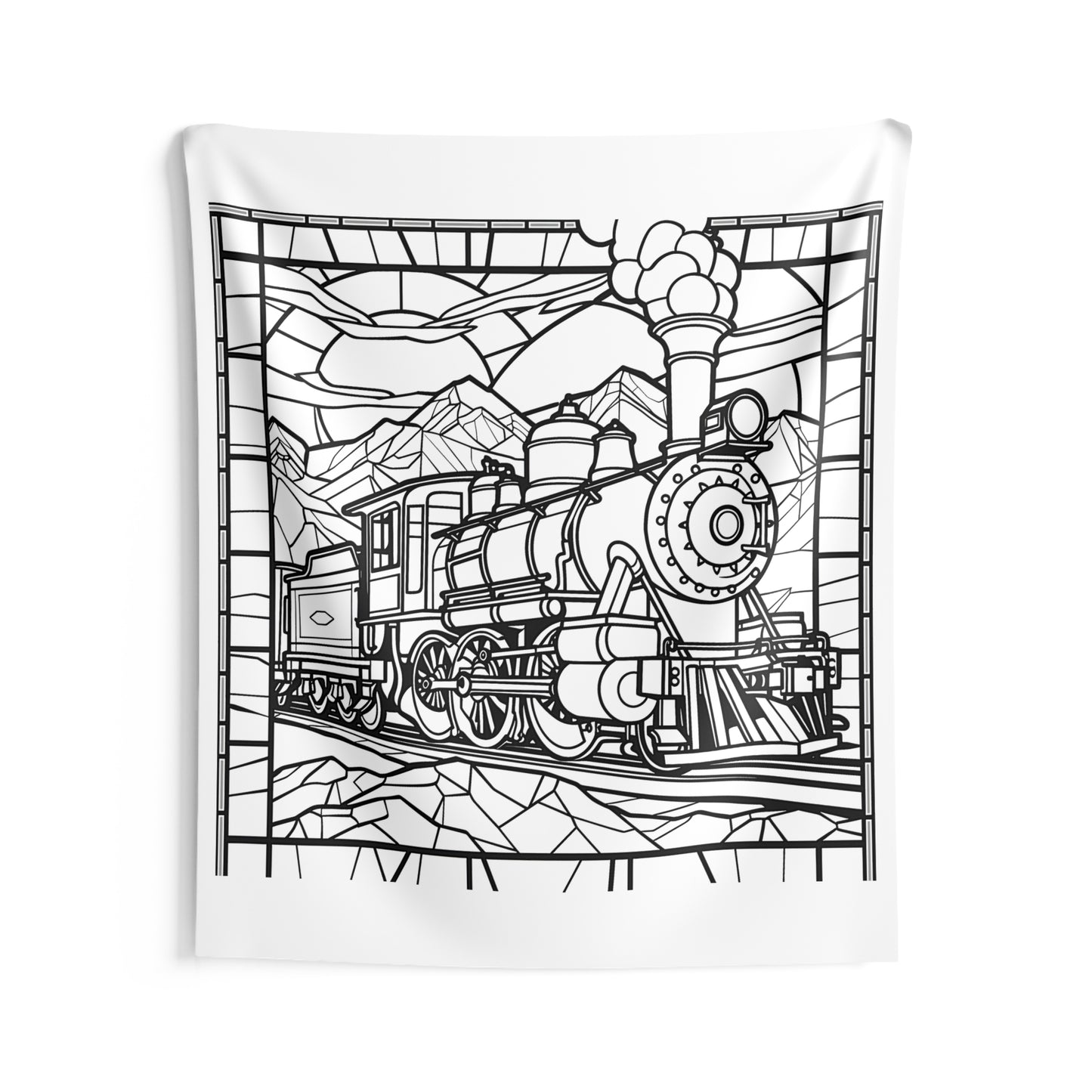 Indoor Wall Tapestries Coloring Kit with 10 Fabric Markers - Steam Locomotive