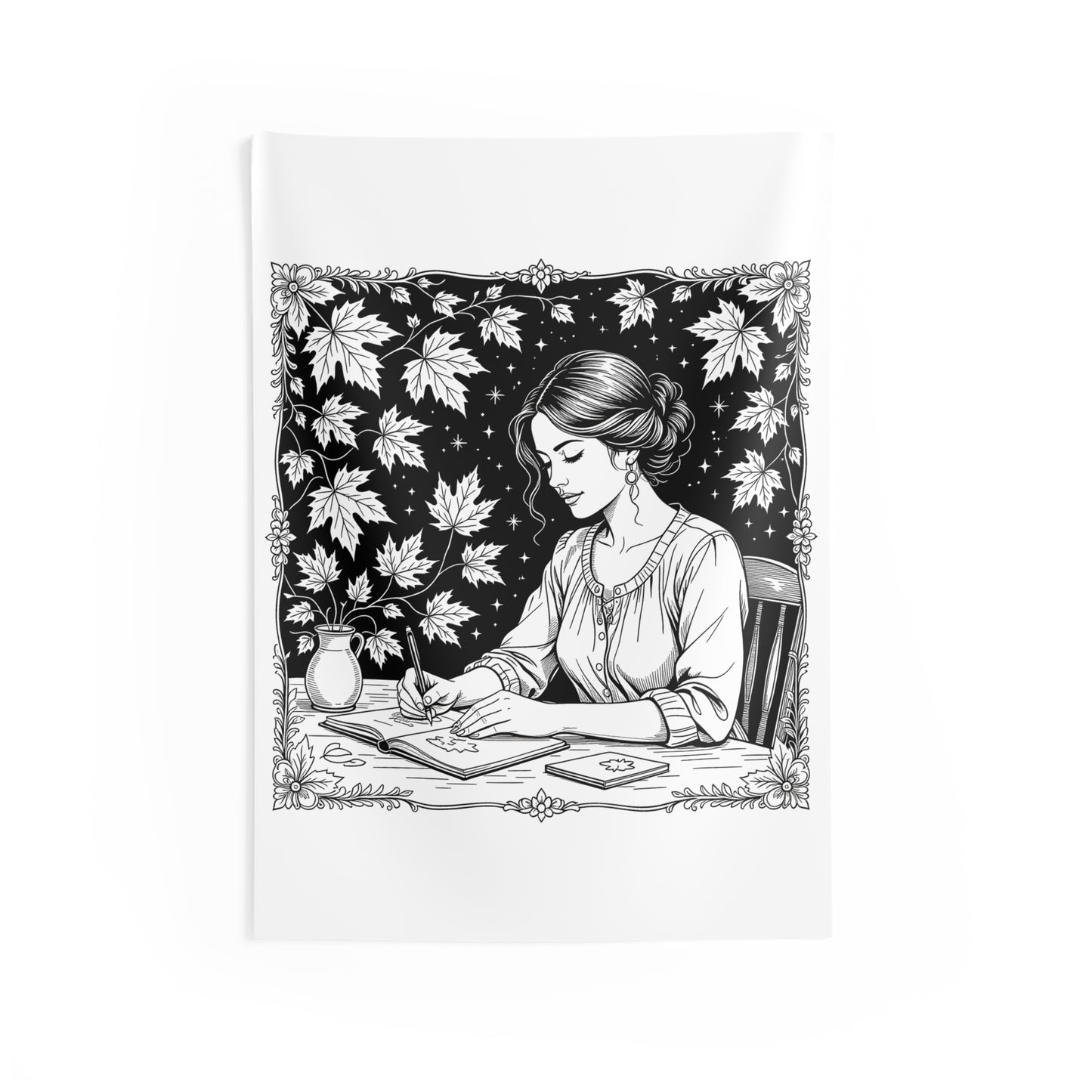 Indoor Wall Tapestries Coloring Kit with 10 Fabric Markers - Drawing