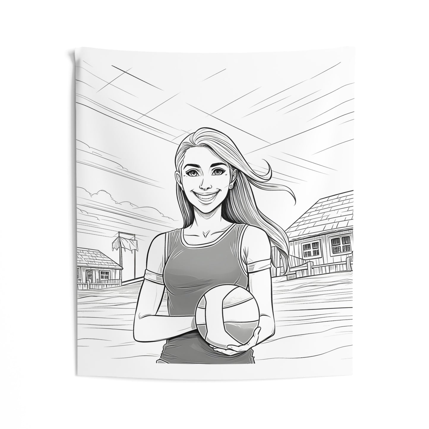 Indoor Wall Tapestries Coloring Kit with 10 Fabric Markers - Volleyball