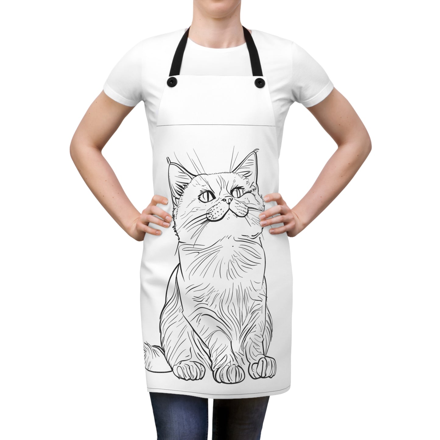 Apron Coloring Kit with 10 Fabric Markers - Sitting Cat
