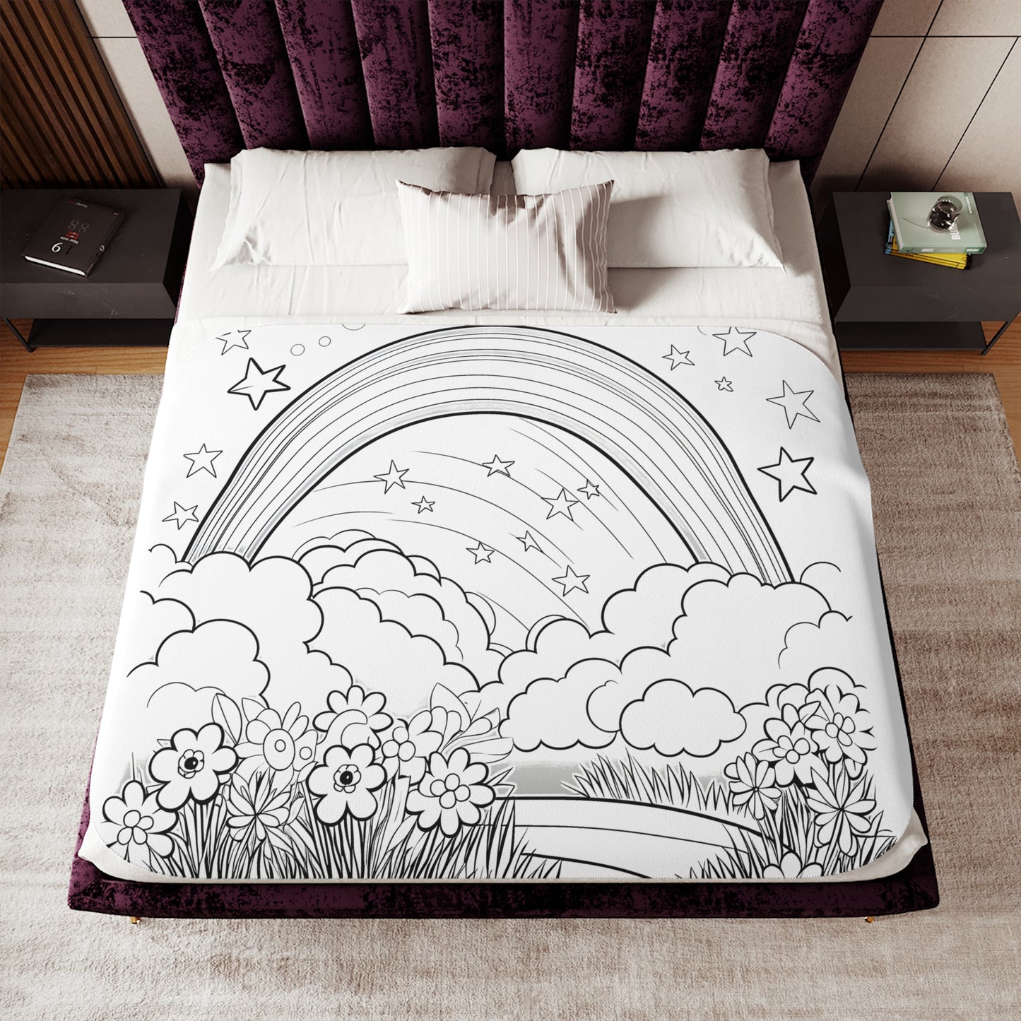 Blanket Coloring Kit with 10 Fabric Markers - Rainbow in Clouds