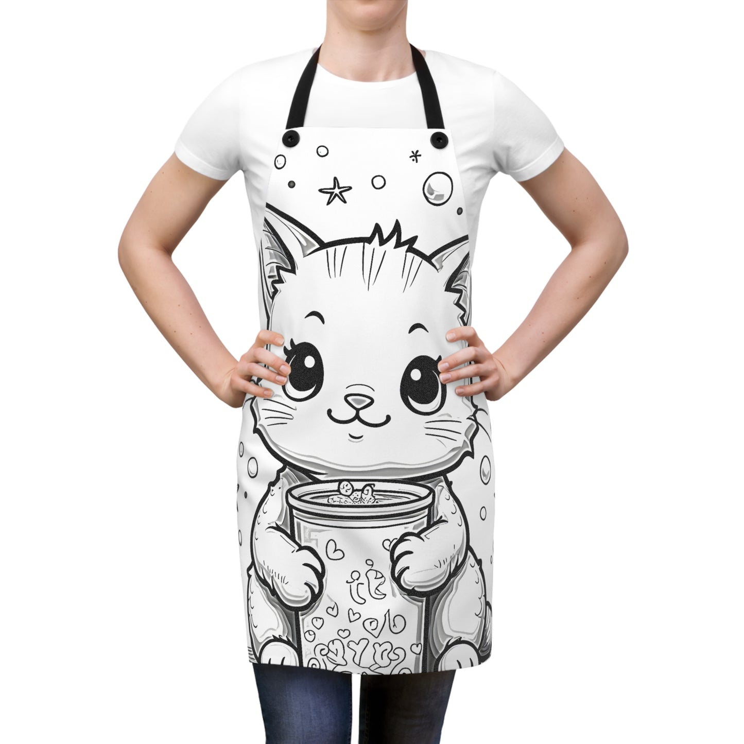 Apron Coloring Kit with 10 Fabric Markers - Cute Cat