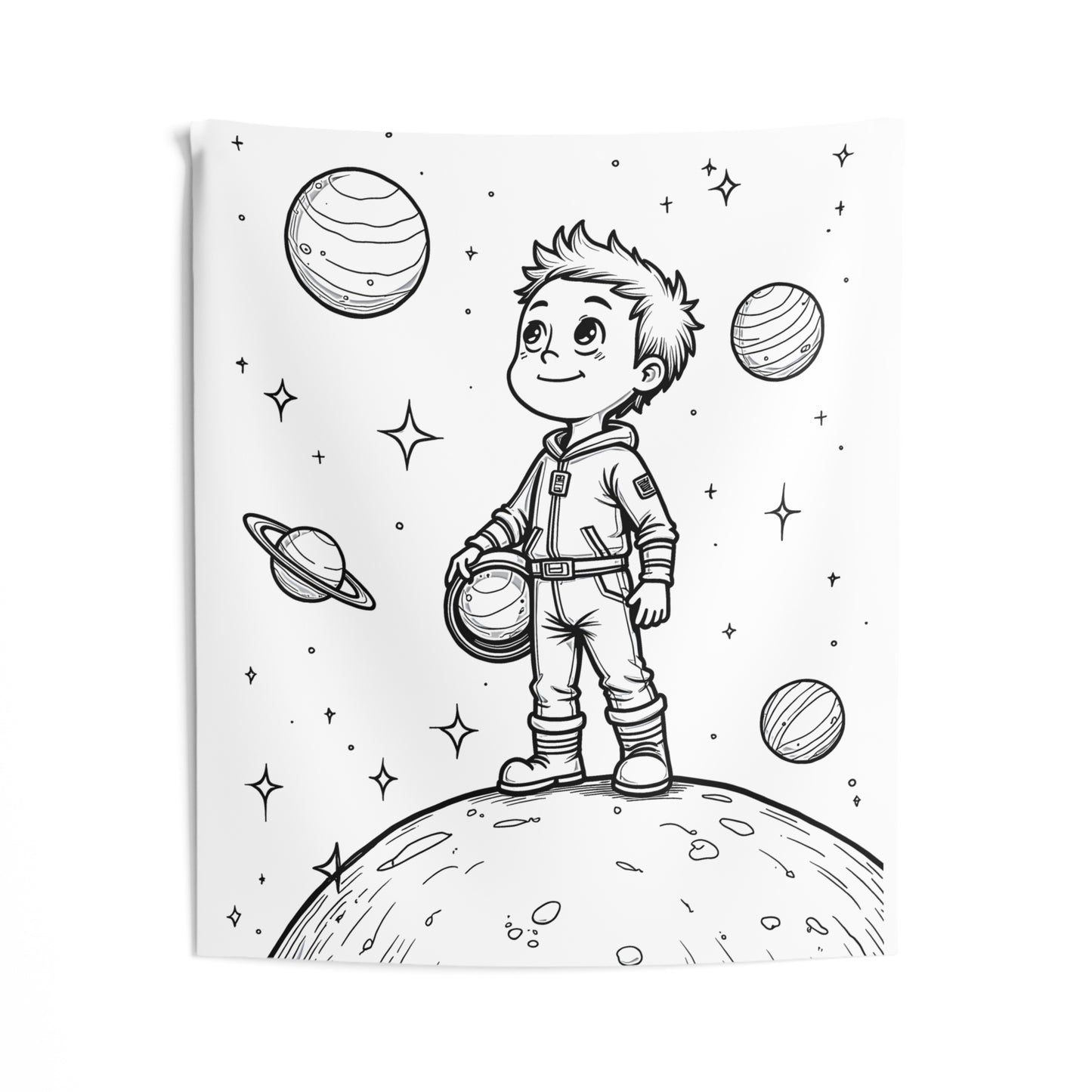 Indoor Wall Tapestries Coloring Kit with 10 Fabric Markers - Child Astronaut